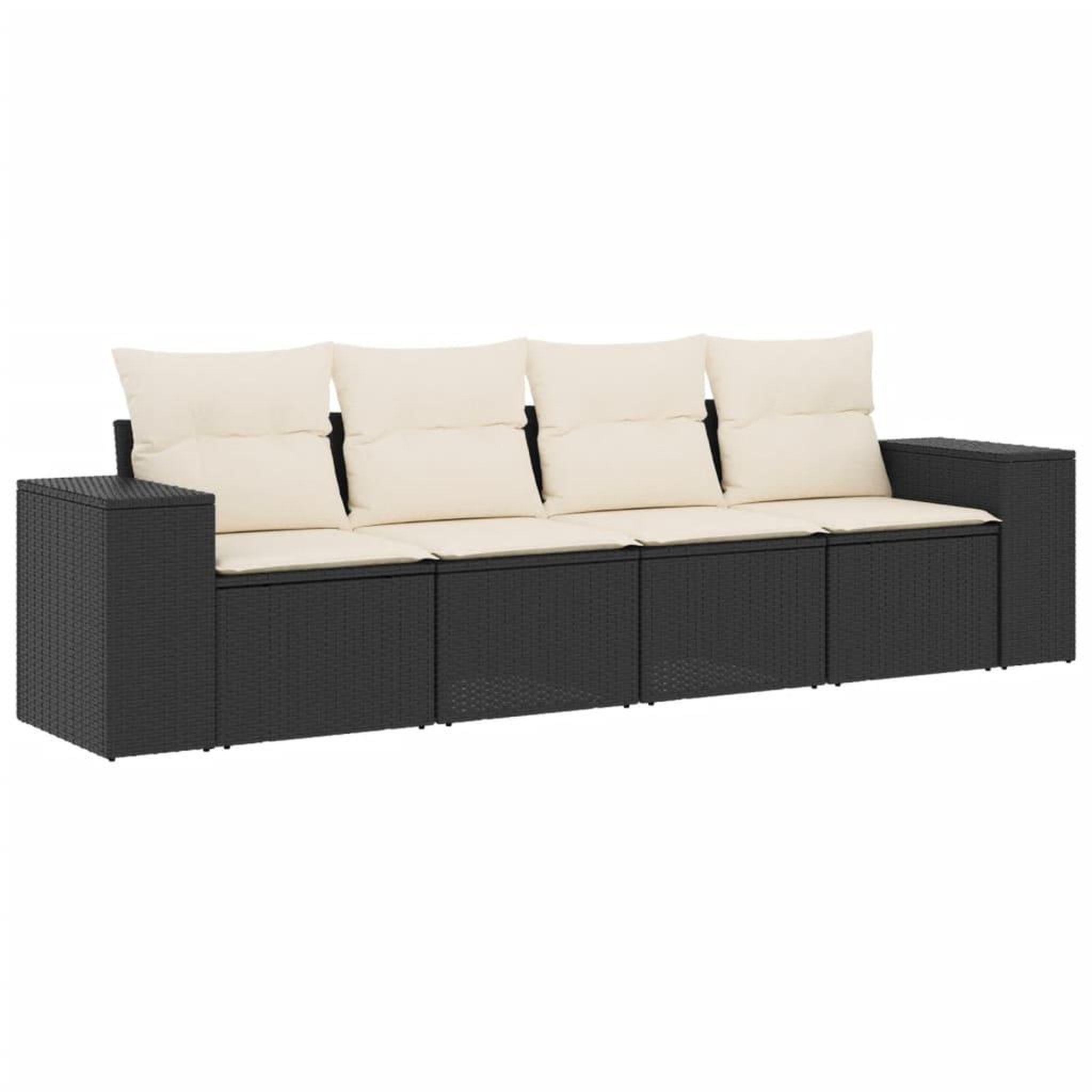 Voir la diapositive 2 : VIDAXL Salon de jardin 4 pcs avec coussins noir resine tressee