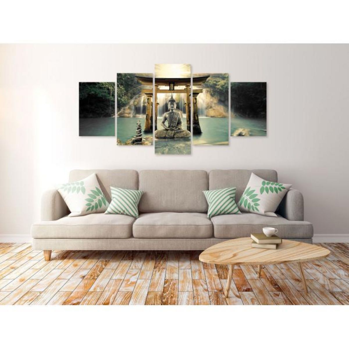 Paris Prix Tableau Imprimé 5 Panneaux  Buddha Smile Wide