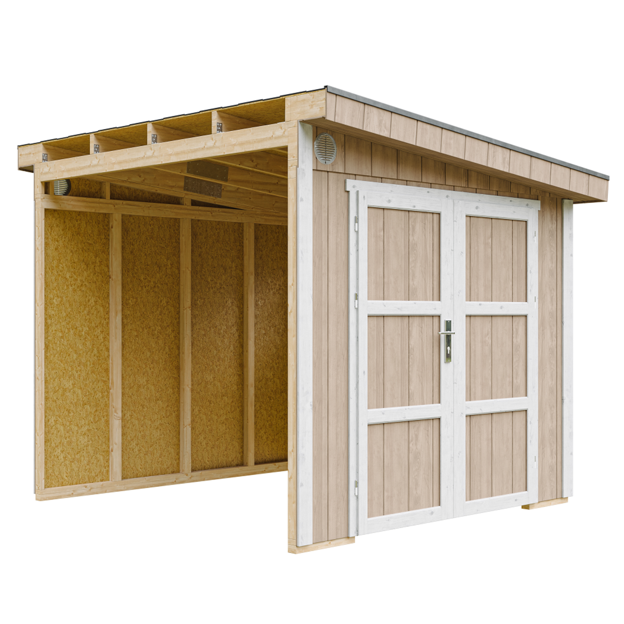 Voir la diapositive 1 : TIMBELA Abri de jardin qualité premium 5,9 m² 231x248x294 cm sans plancher et paroi latérale m938b