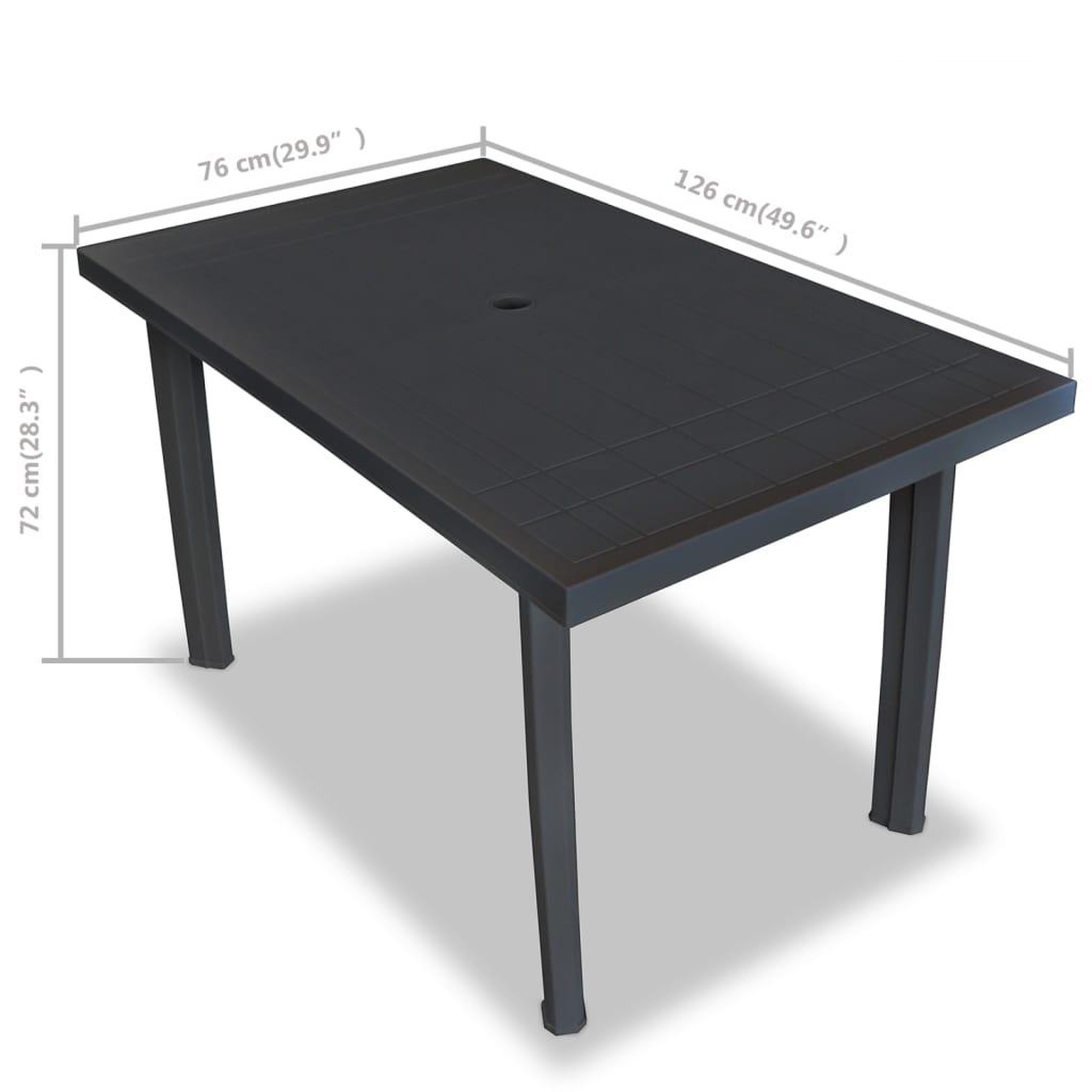 Voir la diapositive 6 : VIDAXL Table de jardin Anthracite 126 x 76 x 72 cm Plastique