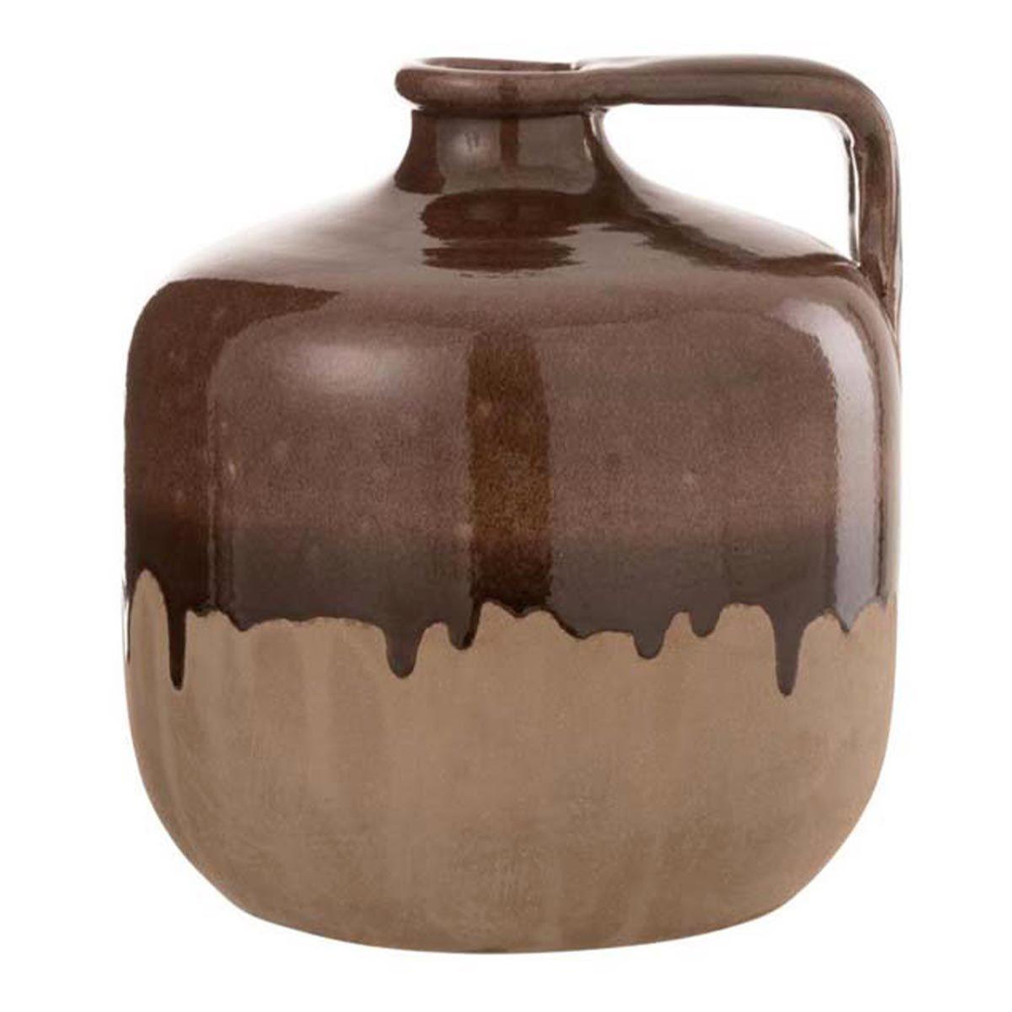 Voir la diapositive 1 : J-LINE Vase design en céramique  droplet  18cm marron