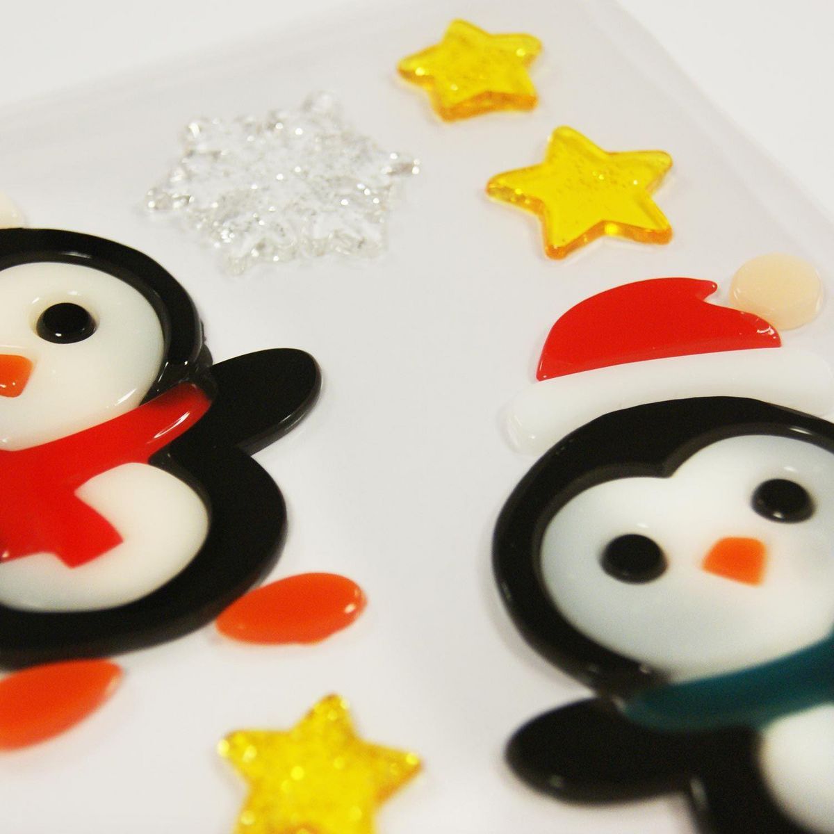 GLOBAL GIFT Stickers gel Noël pour fenêtre - Duo de Pingouins