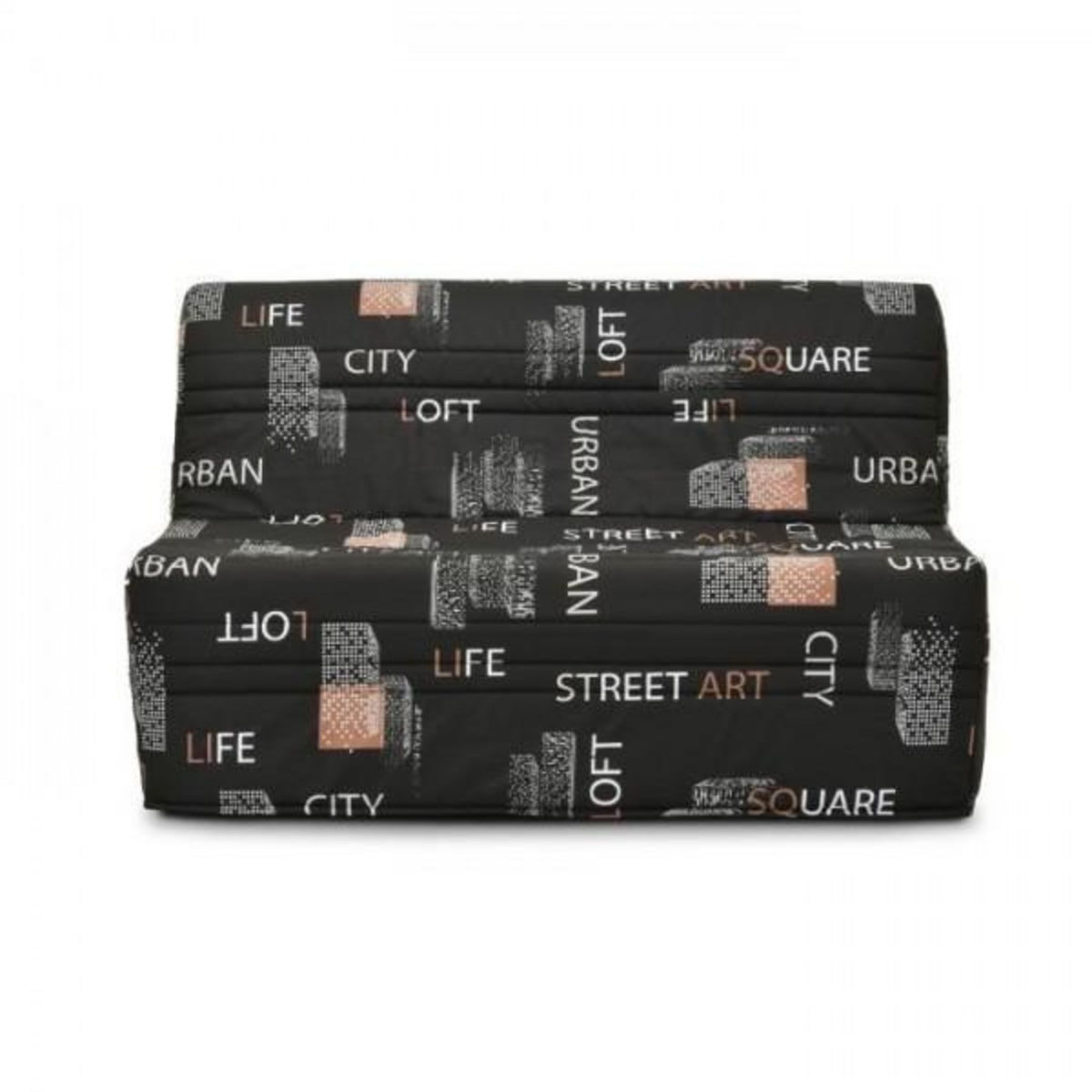 MARKET24 Banquette BZ - Tissu Noir - L143 x P97 x H89 cm - Joe