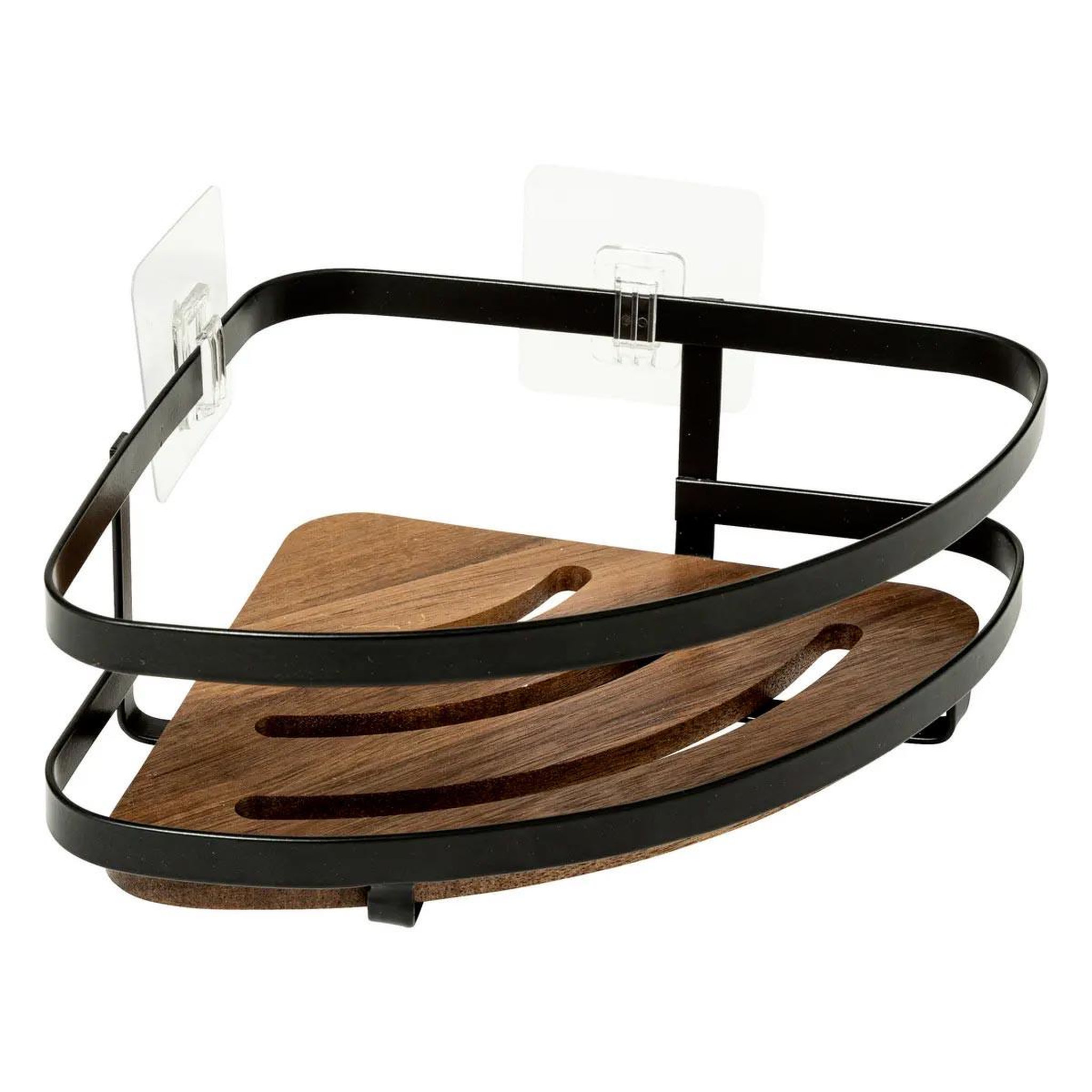FIVE Étagère d'angle de douche en bois  blackacia  25cm noir