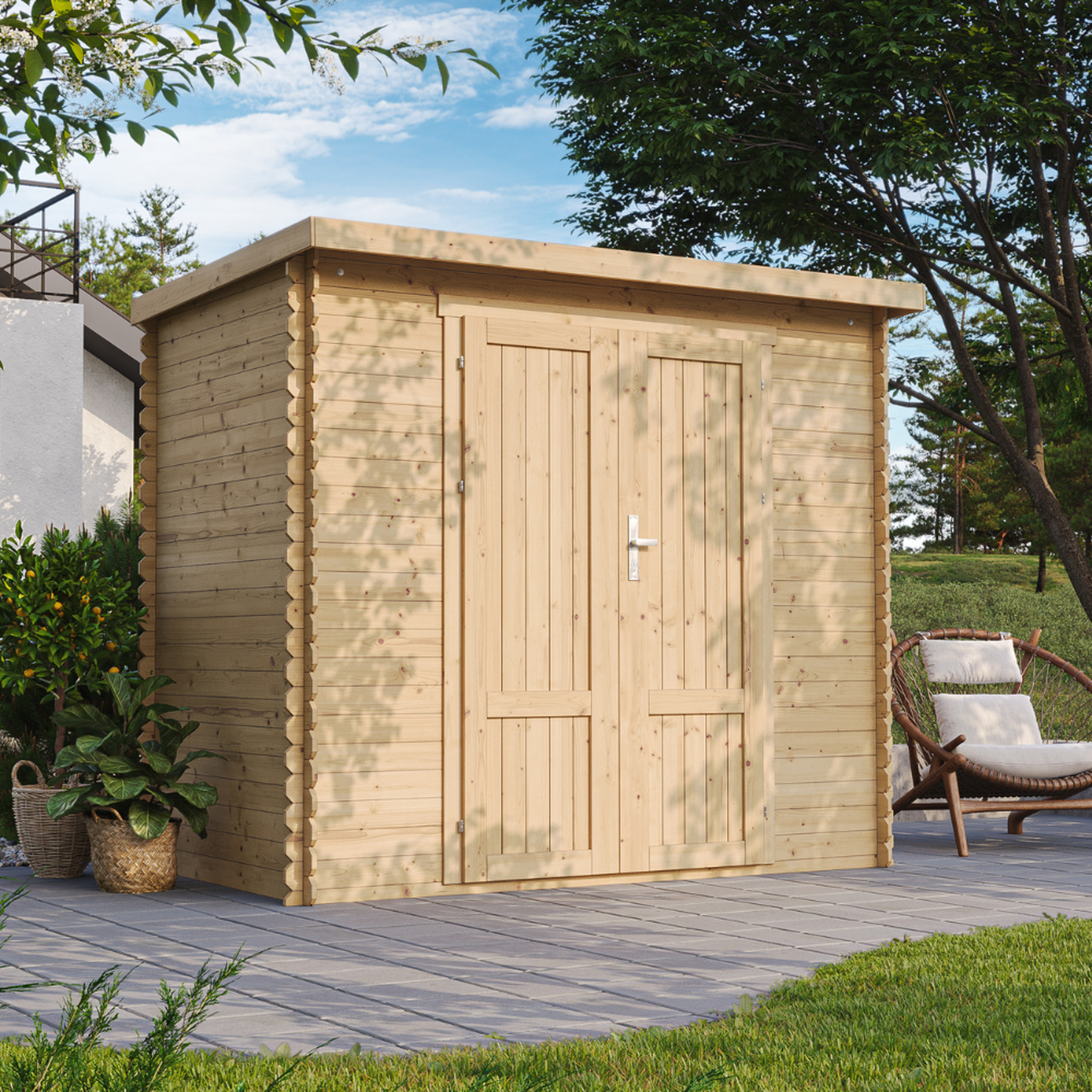 Voir la diapositive 4 : TIMBELA Abri De Jardin En Bois 2,63 m² Sol Imprégné, Portes À Panneaux M310F1+M310G