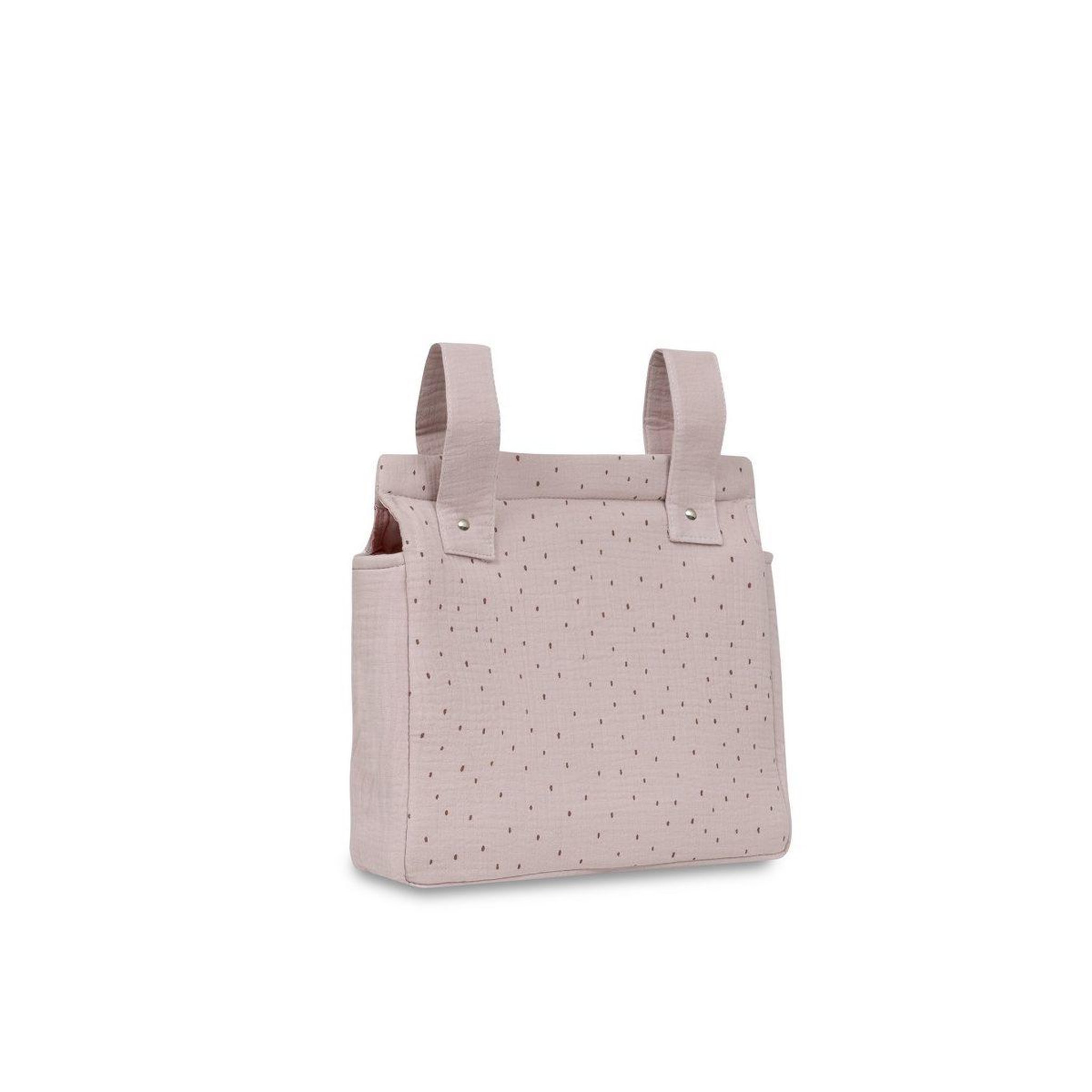 Voir la diapositive 2 : INTERBABY Sac de poussette  pois - coton mousseline - rose foncé - se suspend au guidon