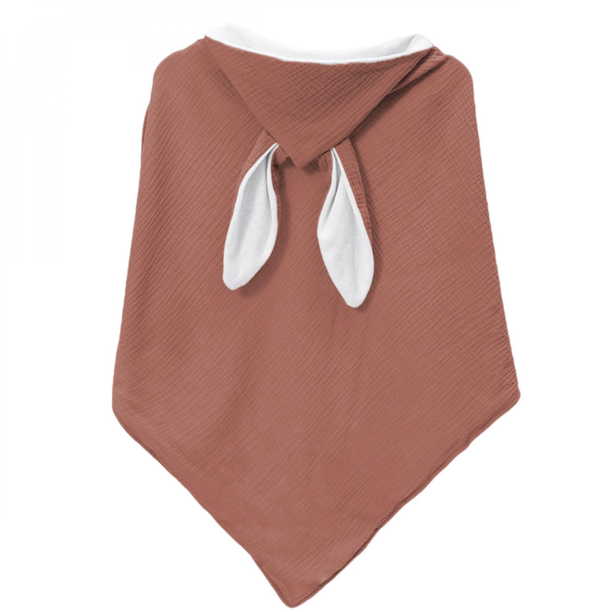 Voir la diapositive 5 : Monsieur Bébé Cape, sortie de bain pour bébé intérieur 100 % coton - 100 x 100 cm - Lapin - Vieux rose