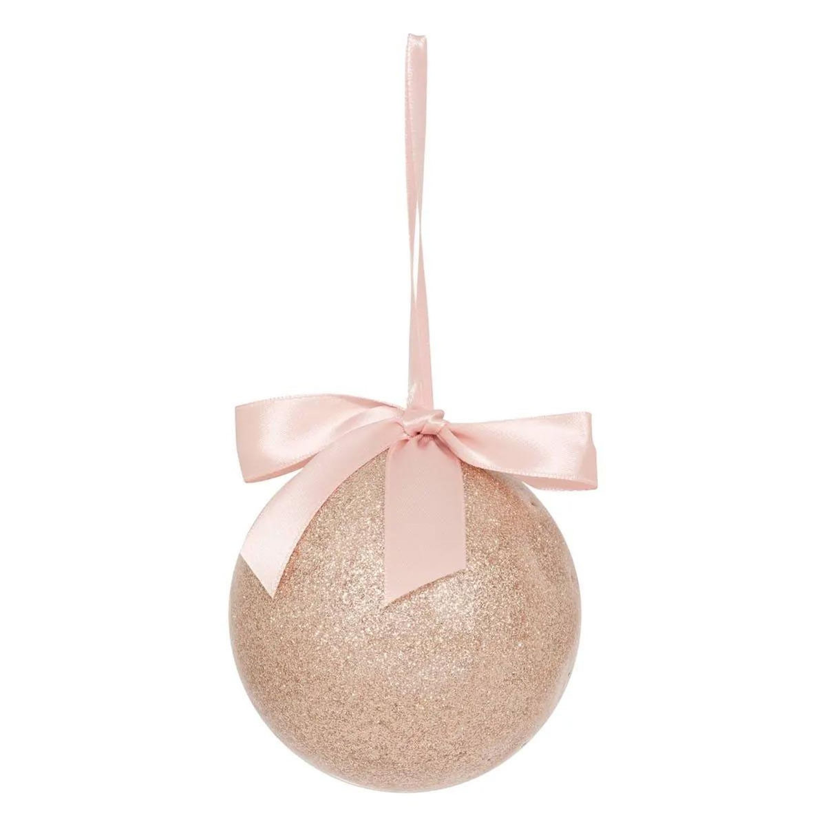 ATMOSPHERA Boule de Noël Pailletée  Nœud  9cm Rose