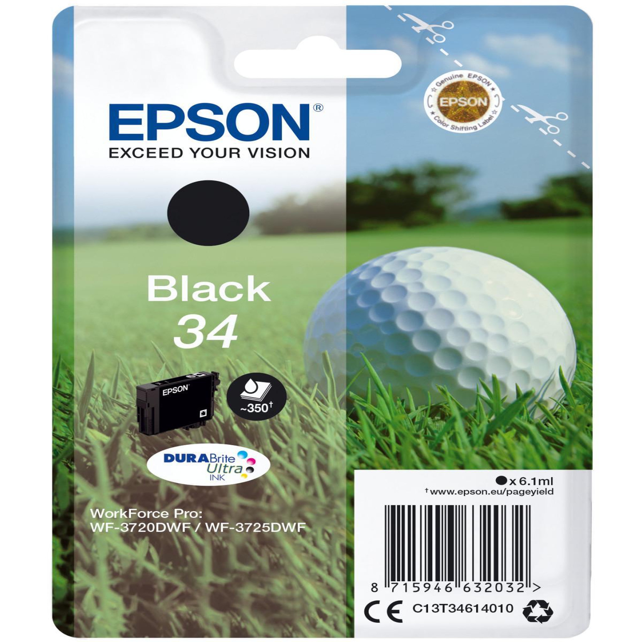 Voir la diapositive 2 : Epson Cartouche d'encre Epson 34 - 6,1 ml - Noir - Original