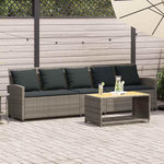 VIDAXL Canape de jardin avec coussins 5 places gris resine tressee