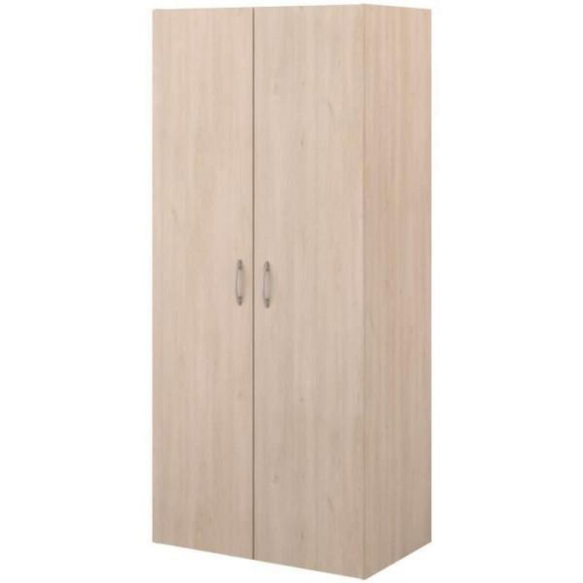 PARISOT Armoire - EASY LIFE - Décor Chene clair - 2 portes battantes - L80,2 x H180 x P49,7cm - PARISOT
