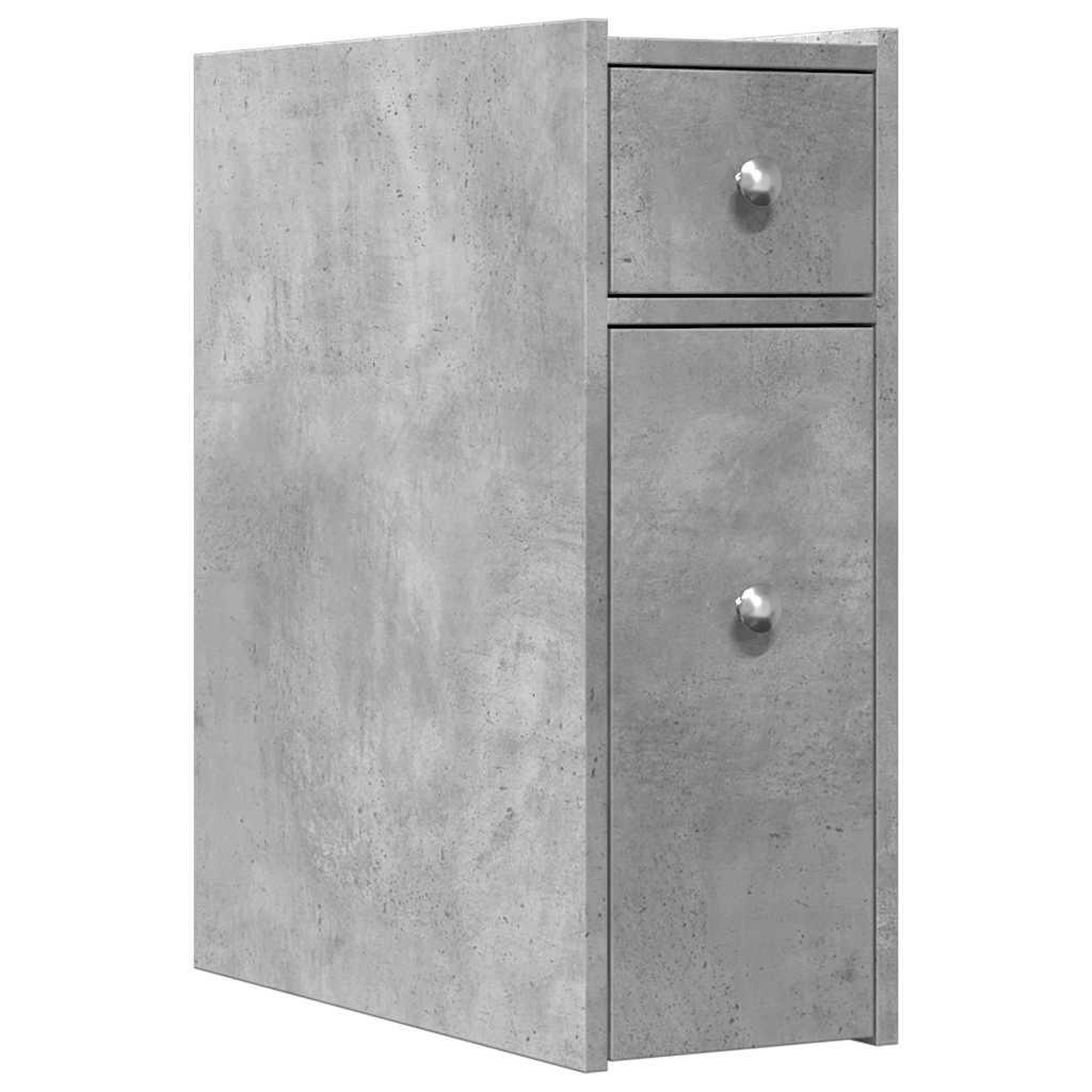 Voir la diapositive 2 : VIDAXL Armoire de salle de bain etroite avec roulettes gris beton