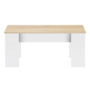 Voir la diapositive 3 : ID MARKET Table basse plateau relevable rectangulaire TARA bois blanc et imitation hêtre