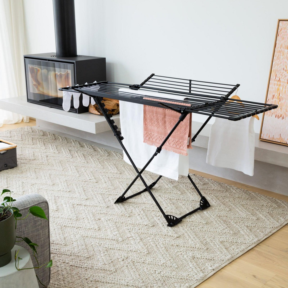 Kitchen move Etendoir à linge pliable UMEA Noir Aluminium 27m