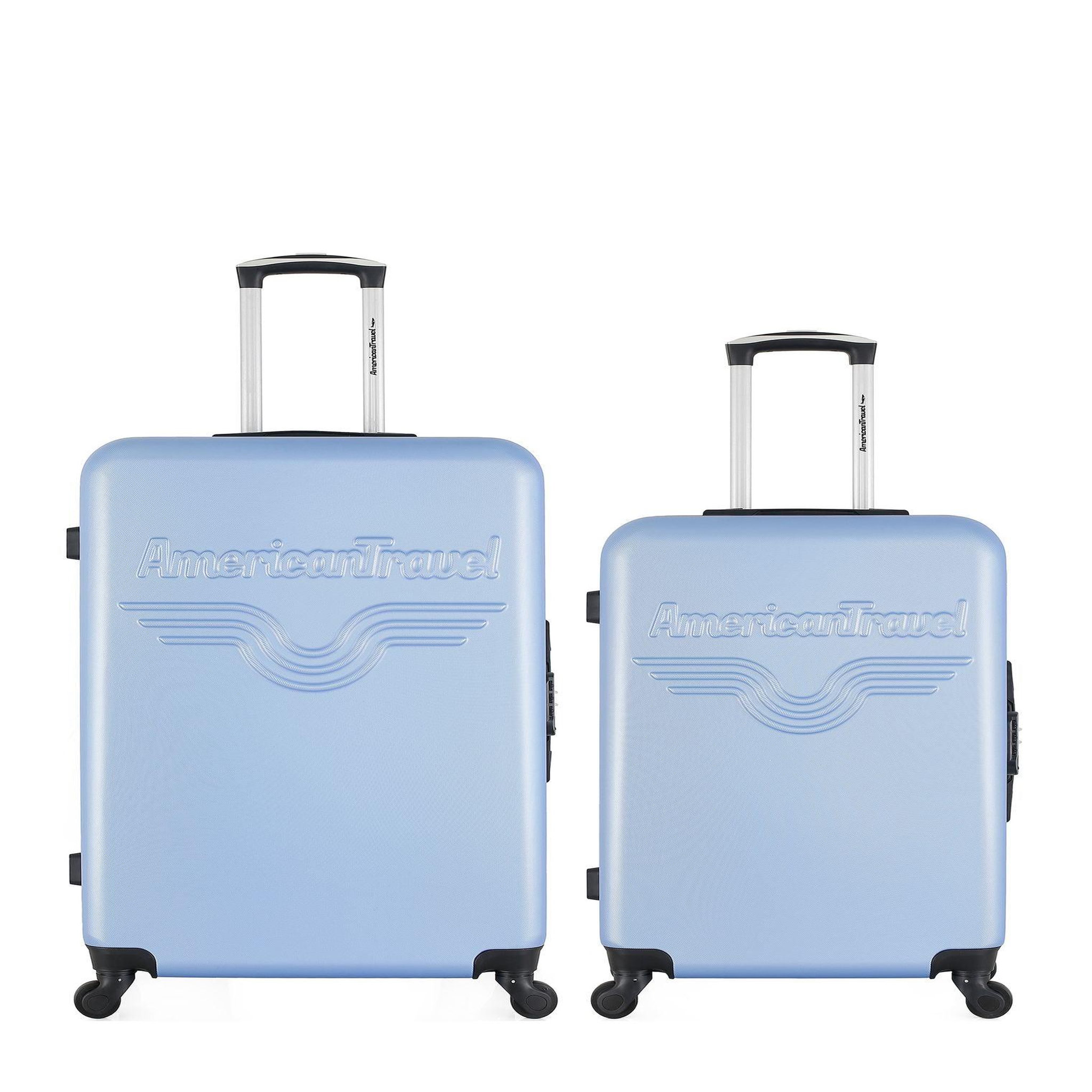 AMERICAN TRAVEL American travel - lot de 2 - valise grand format et valise weekend chelsea. Coloris disponibles : Noir, Gris, Bleu, Beige