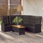 VIDAXL Salon de jardin 2 pcs avec coussins Noir Resine tressee