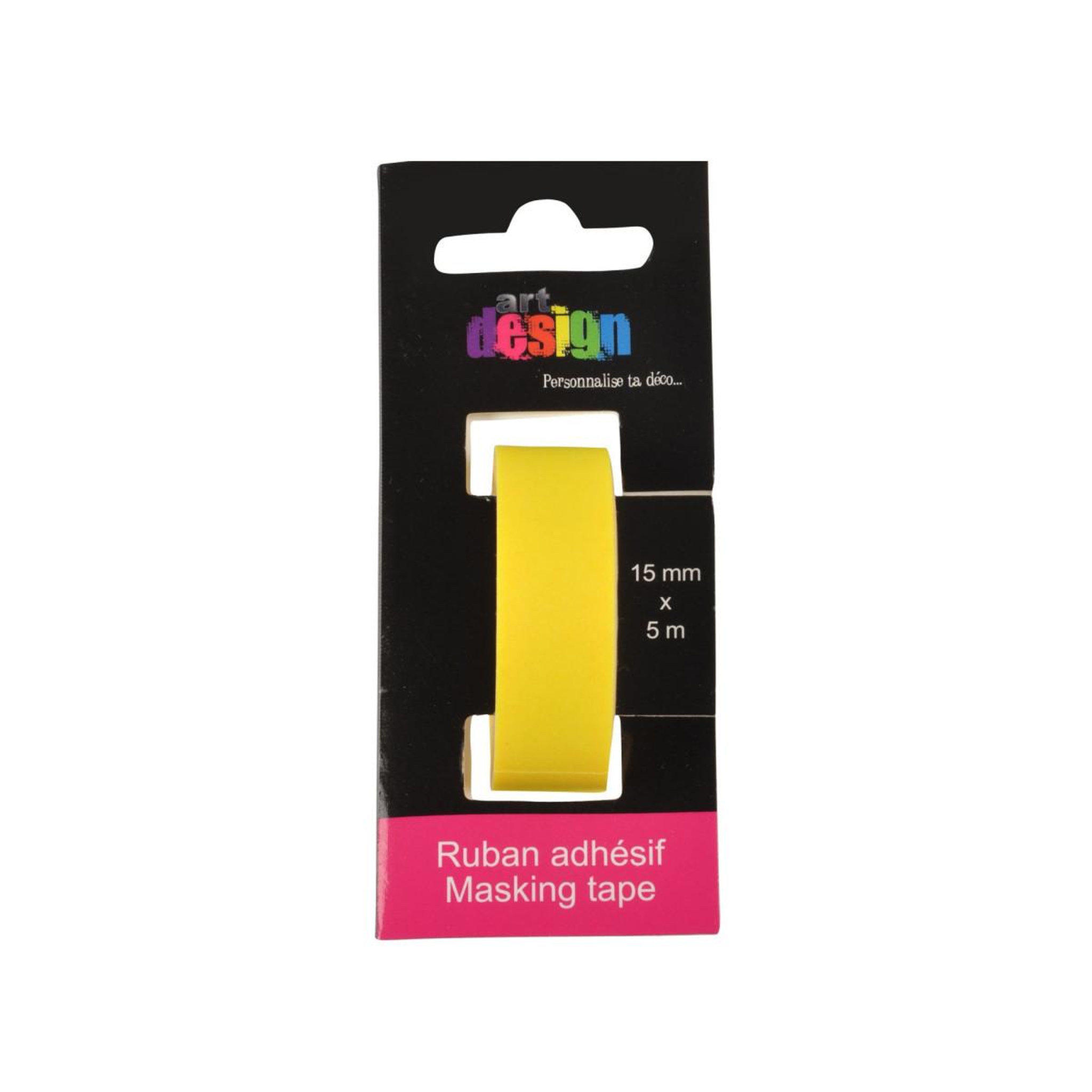 Voir la diapositive 2 : HOMEA Ruban masking tape  créatif  5m jaune fluo