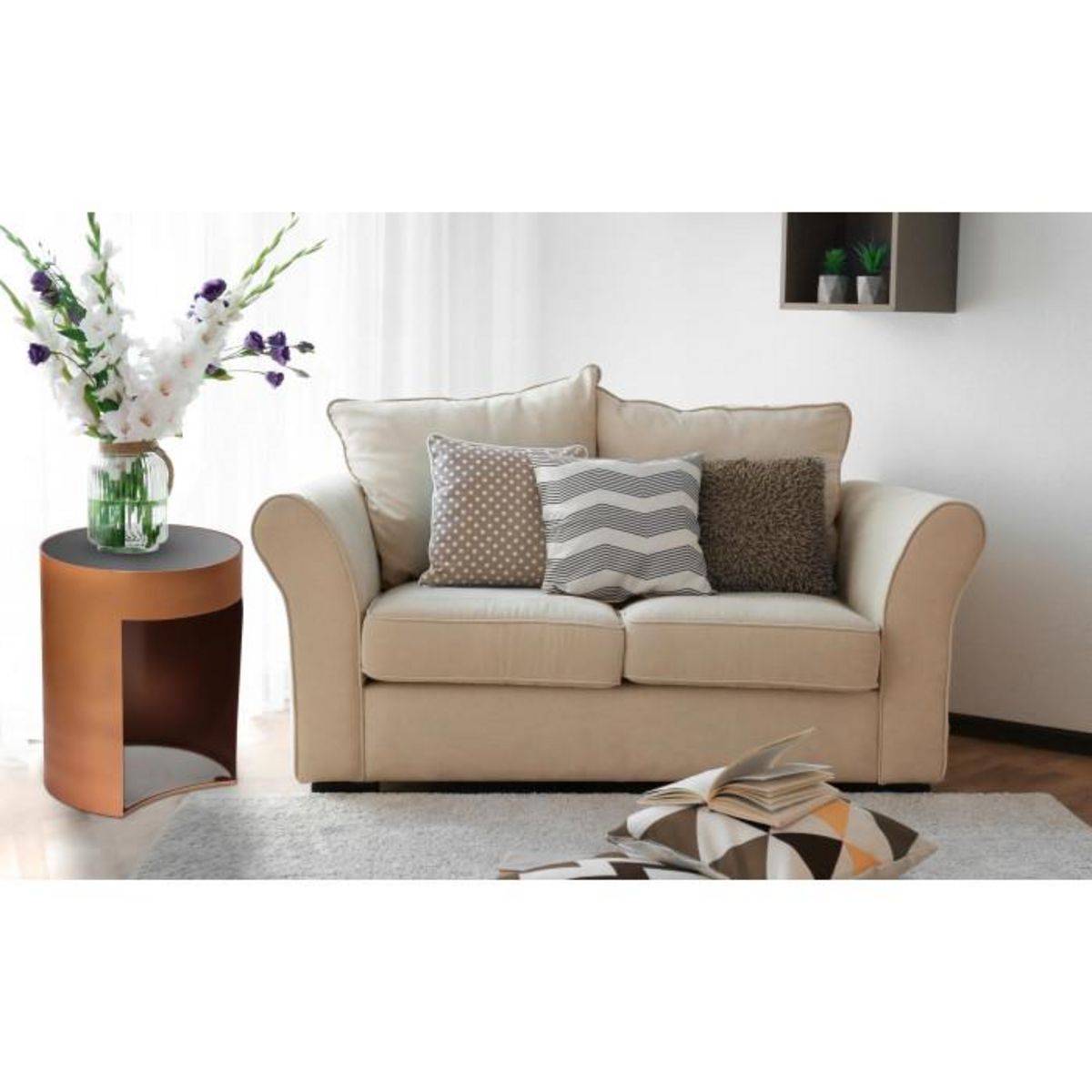 Paris Prix Table d'Appoint Design  Sela  50cm Cuivre & Noir