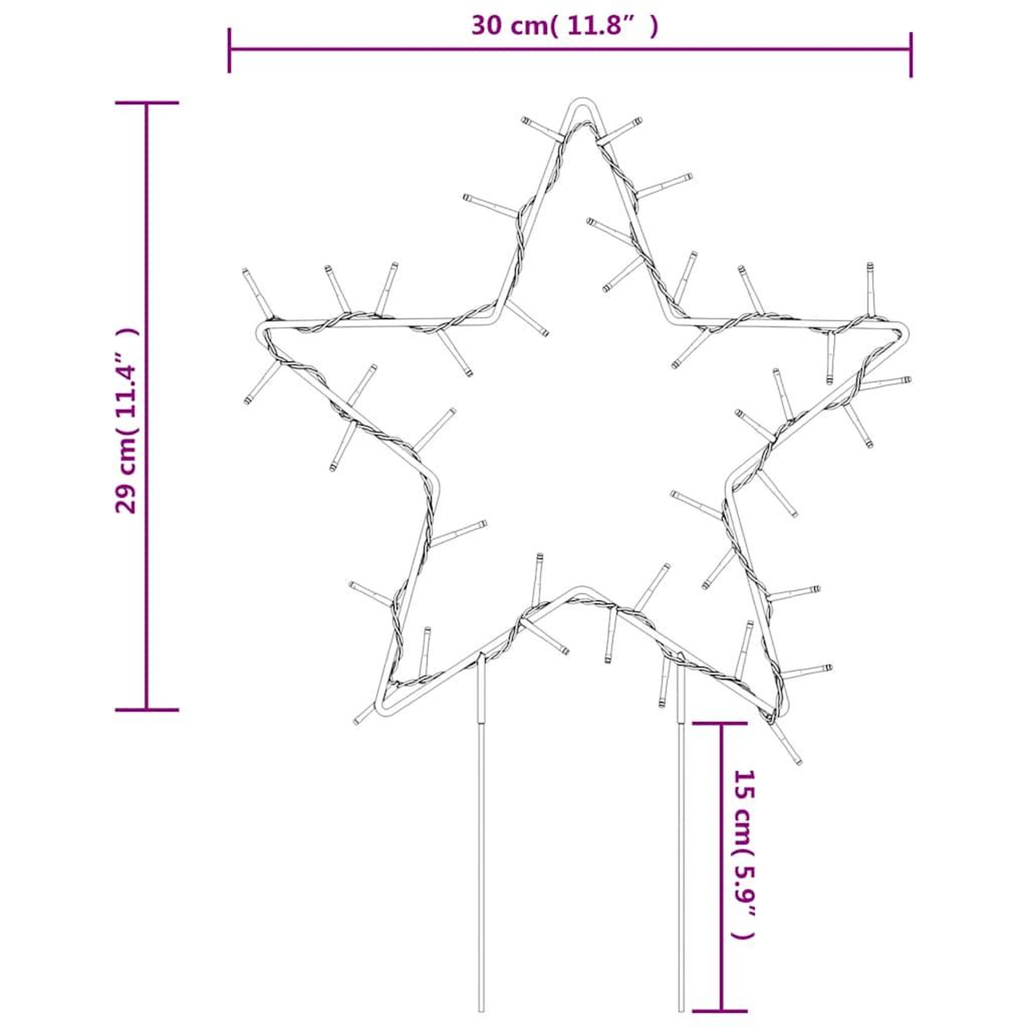 Voir la diapositive 6 : VIDAXL Decoration lumineuse etoile de Noël piquets 3 pcs 50 LED 29 cm
