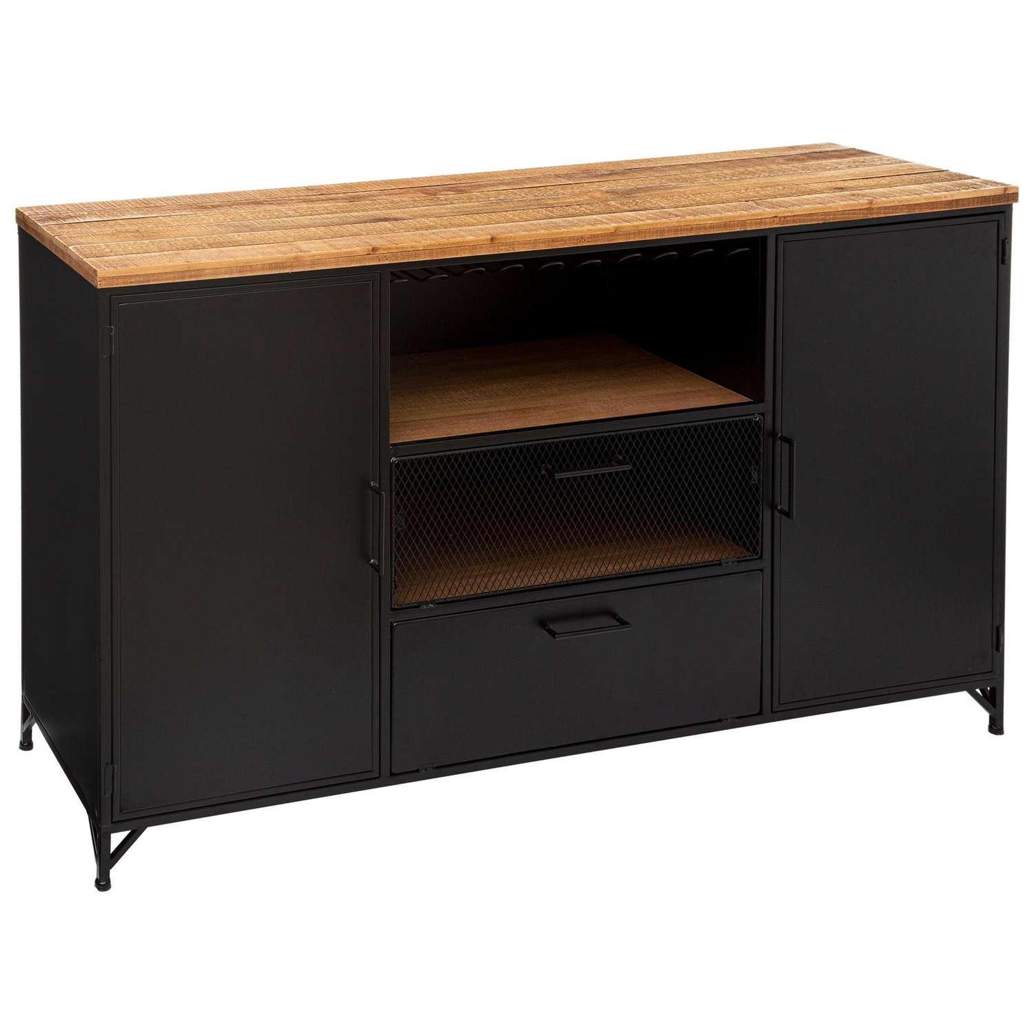 Voir la diapositive 1 : ATMOSPHERA Buffet 2 portes et 2 tiroirs en bois CIERNA - Noir et marron