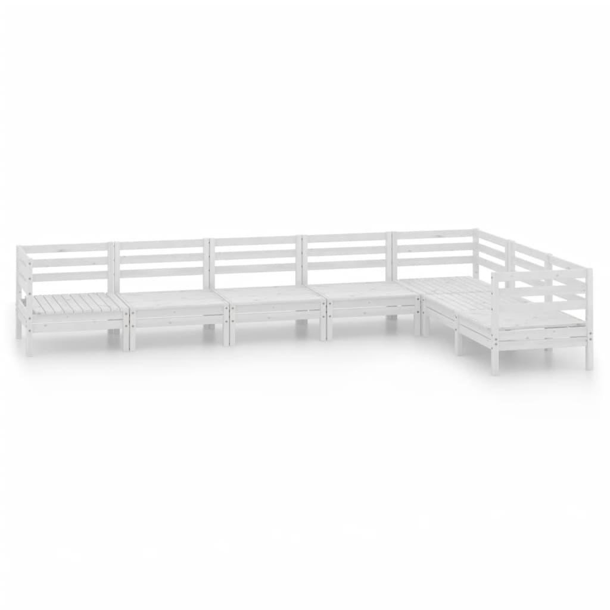 Voir la diapositive 2 : VIDAXL Salon de jardin 7 pcs Bois de pin massif Blanc