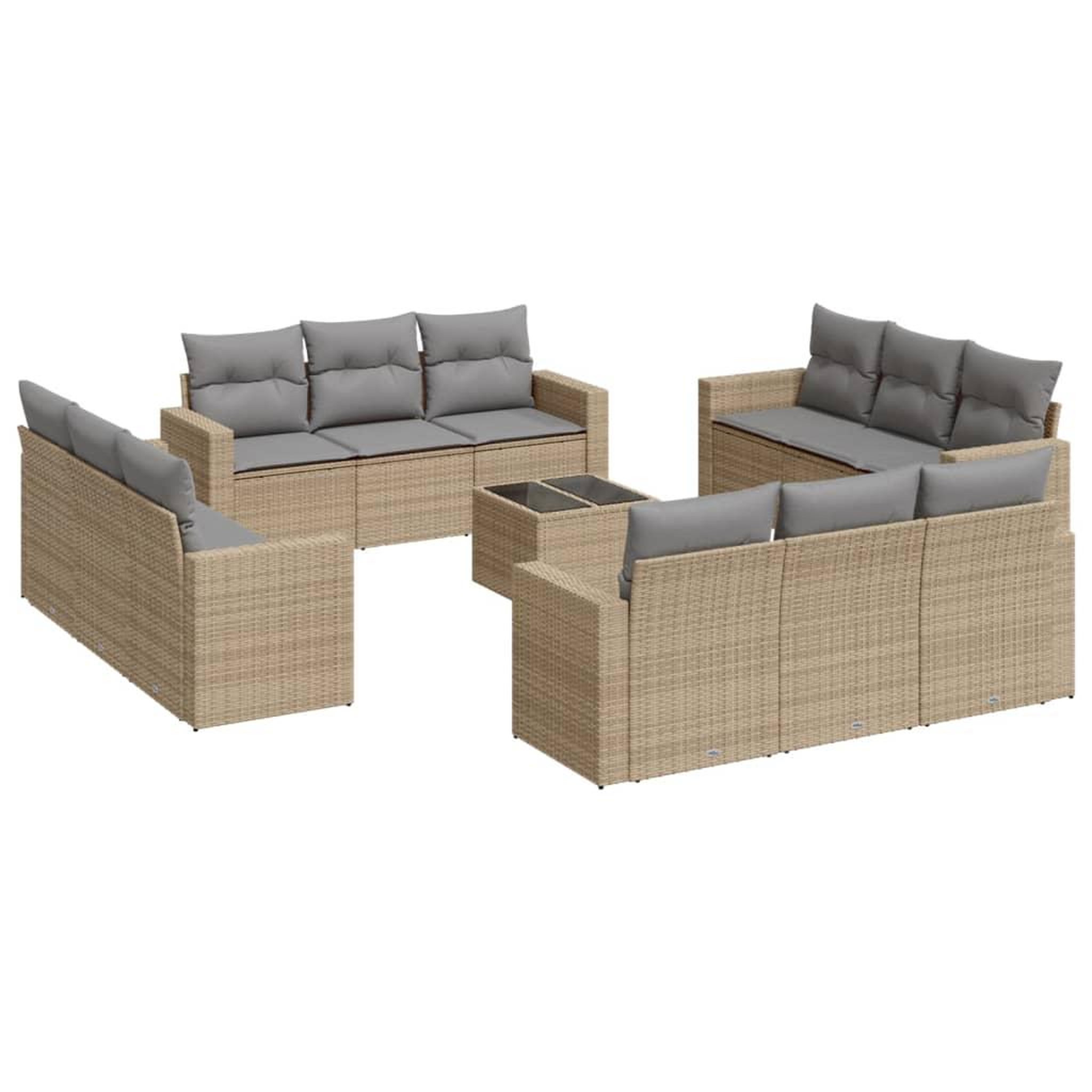 Voir la diapositive 2 : VIDAXL Salon de jardin avec coussins 13 pcs beige resine tressee