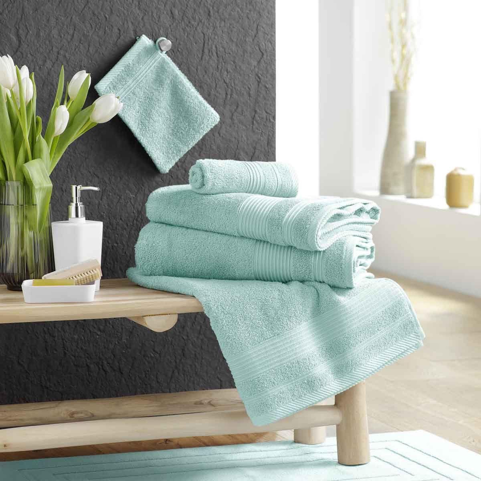 Voir la diapositive 4 : Douceur d'Intérieur Serviette de Toilette  Tendresse  50x90cm Céladon