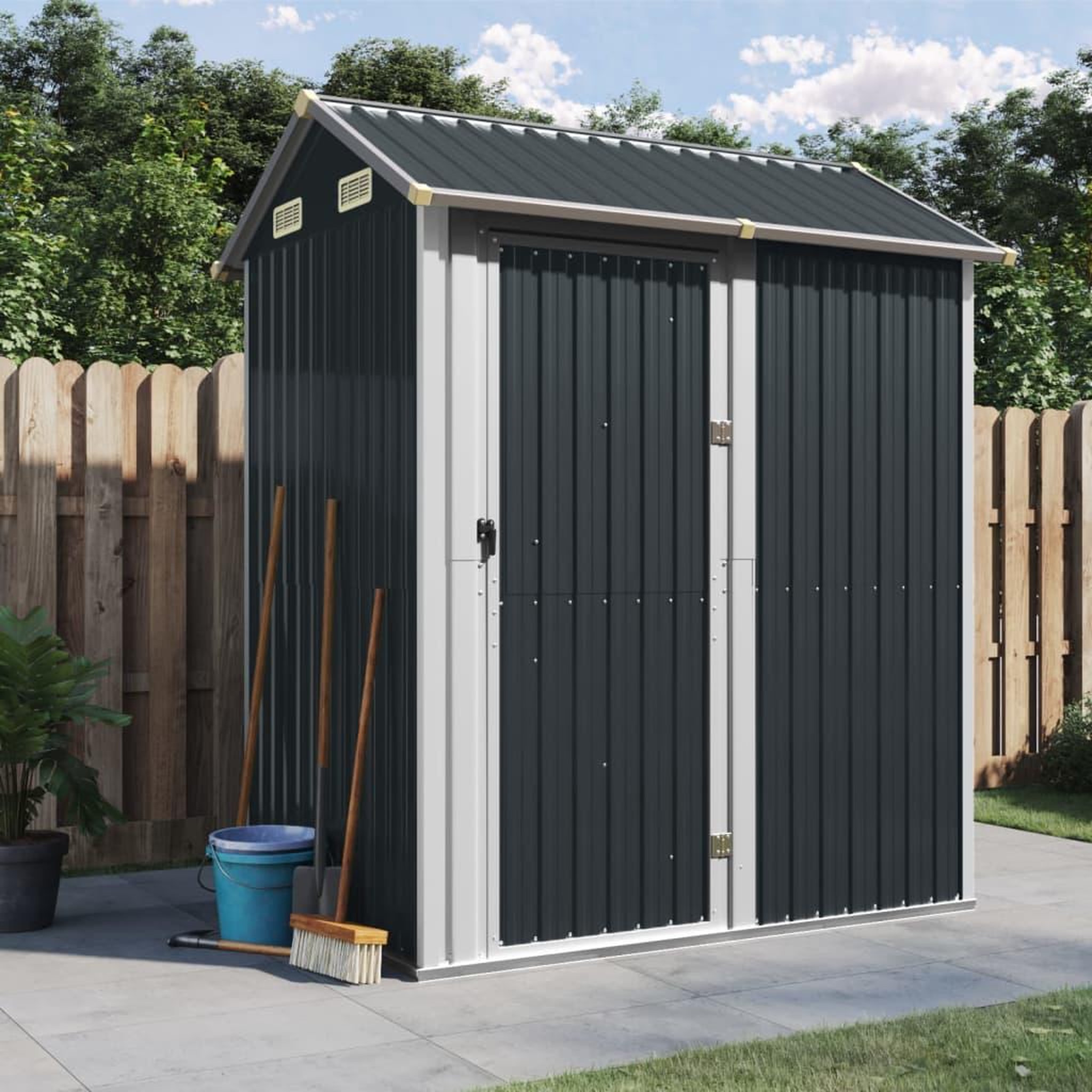 VIDAXL Abri de jardin anthracite 192x152,5x237 cm acier galvanise