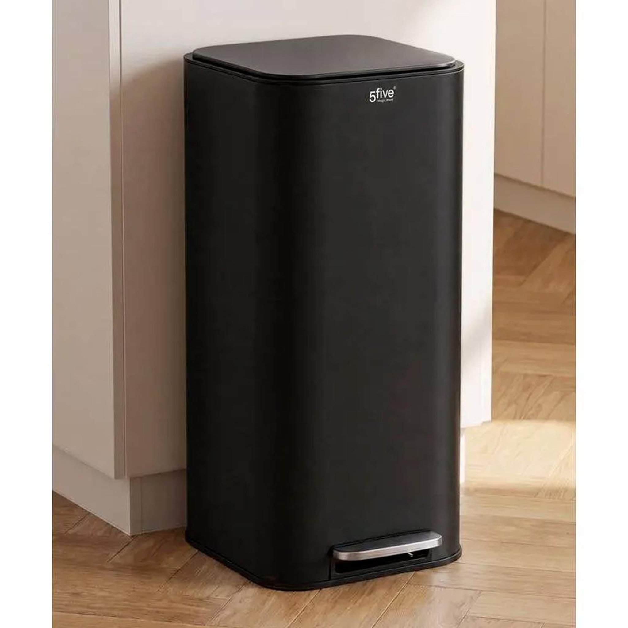 Voir la diapositive 3 : FIVE Poubelle de cuisine à pédale en métal  delta  30l noir