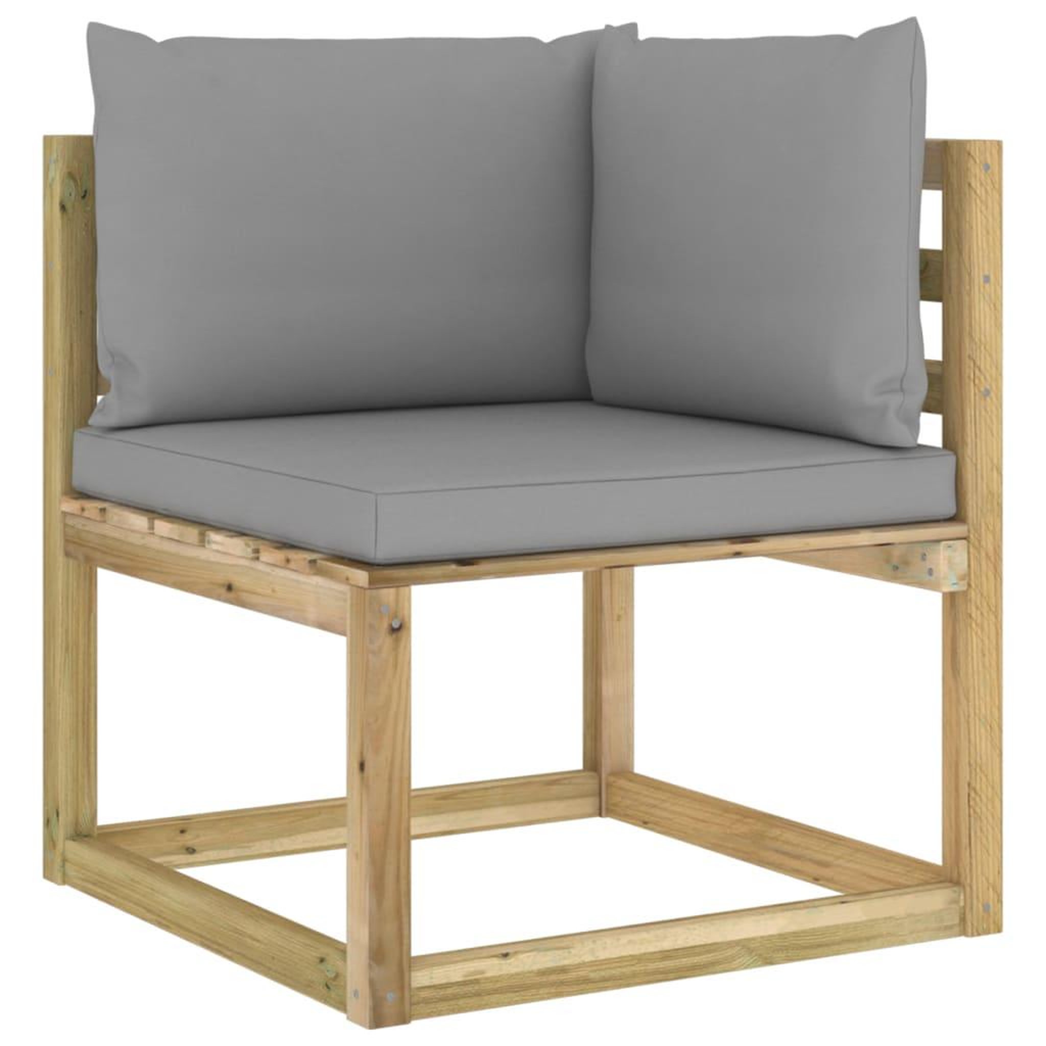 Voir la diapositive 2 : VIDAXL Canape d'angle de jardin avec coussins Bois impregne de vert