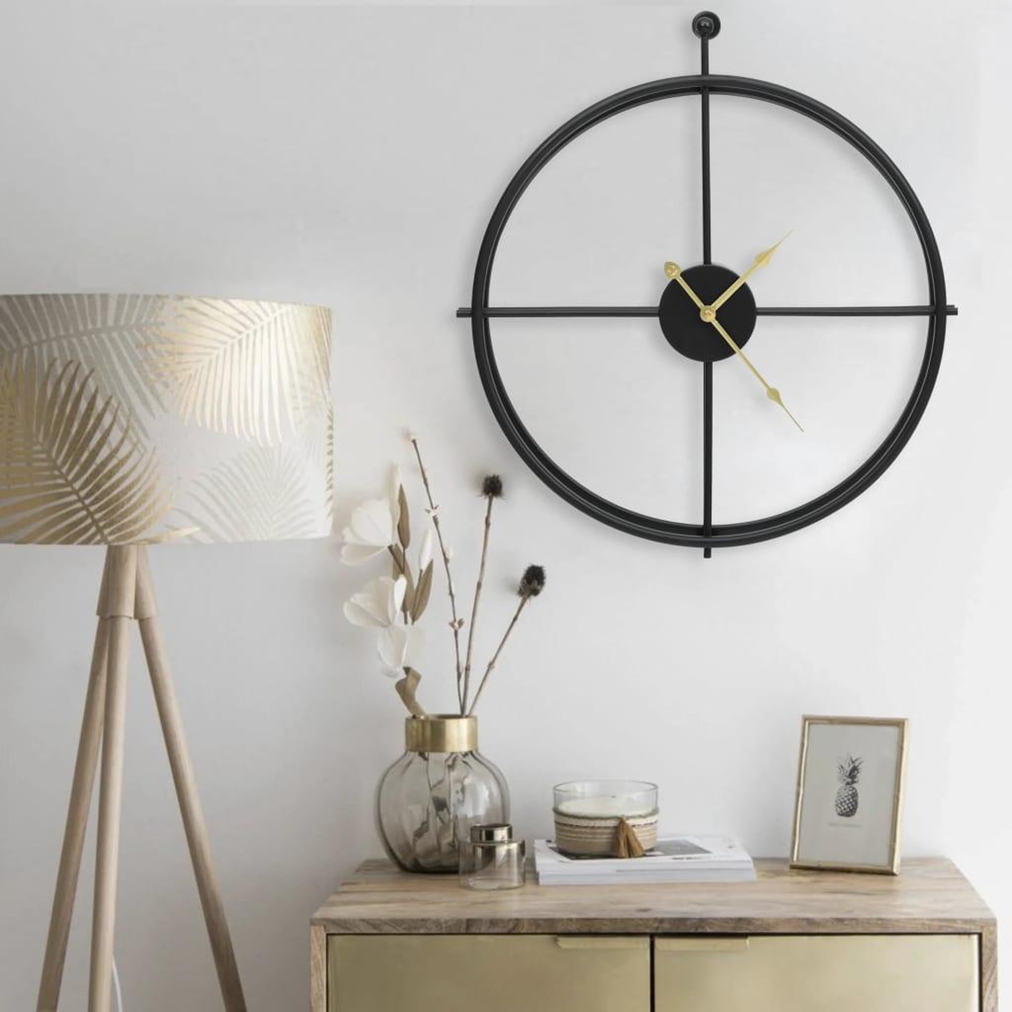 VIDAXL Horloge murale Noir 52 cm Fer