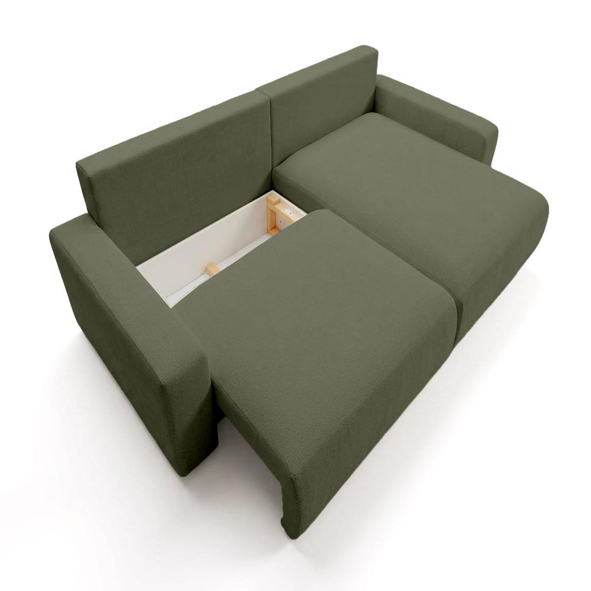 Voir la diapositive 4 : BEST MOBILIER Mini pivoine - canapé d'angle réversible 4 places convertible avec coffre en velours texturé