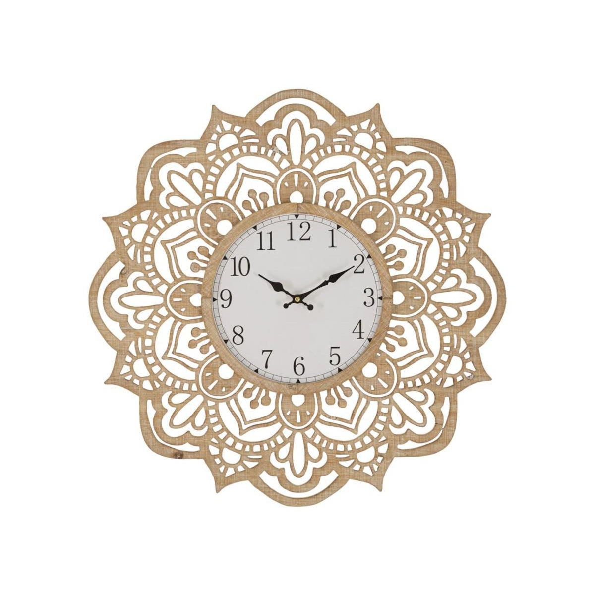 Paris Prix Horloge Murale Sculptée  Carving  60cm Naturel