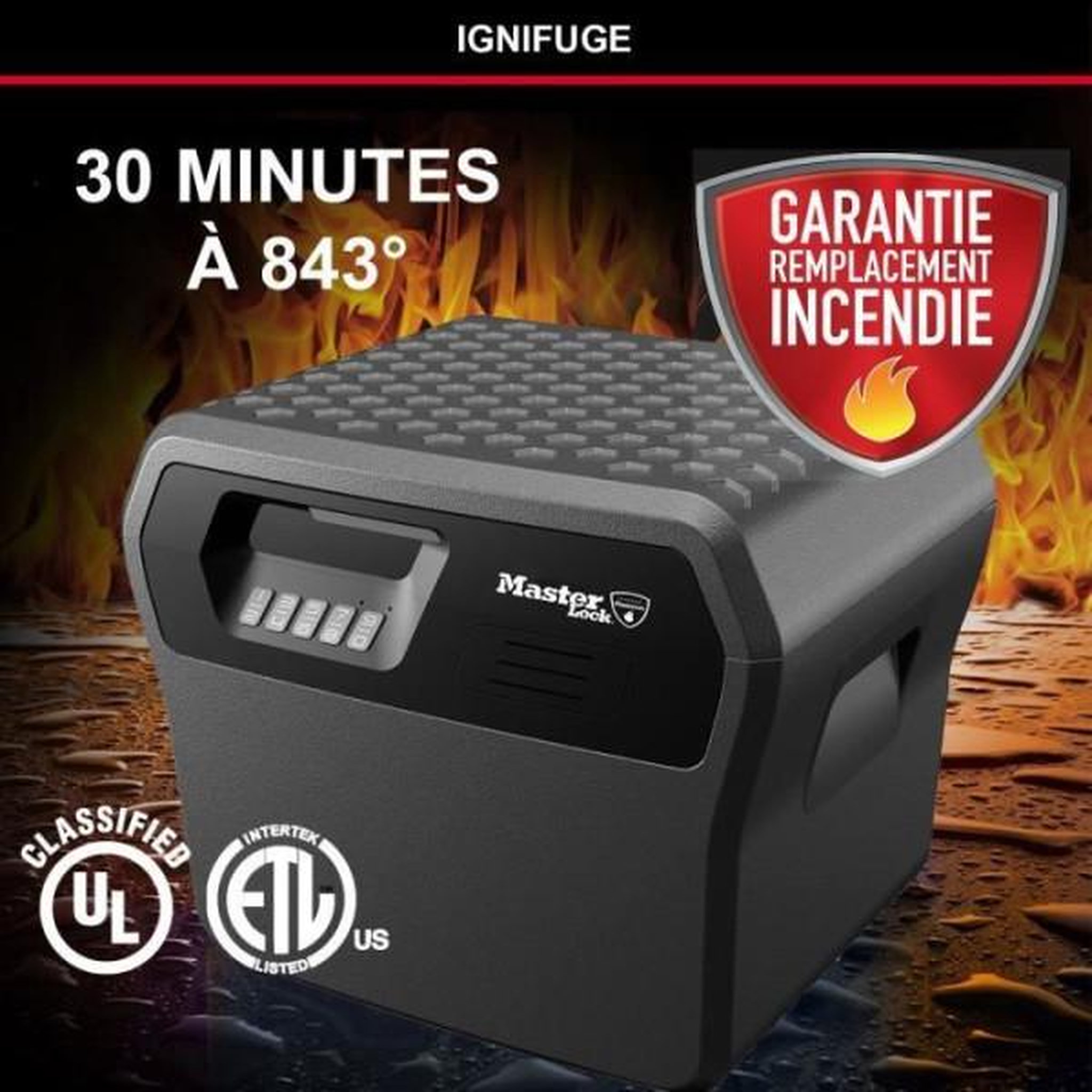 Voir la diapositive 3 : Master lock Caisse de sécurité anti feu - master lock - fhw40300eurhro - ignifuge et etanche - large 18,5l - combinaison electronique
