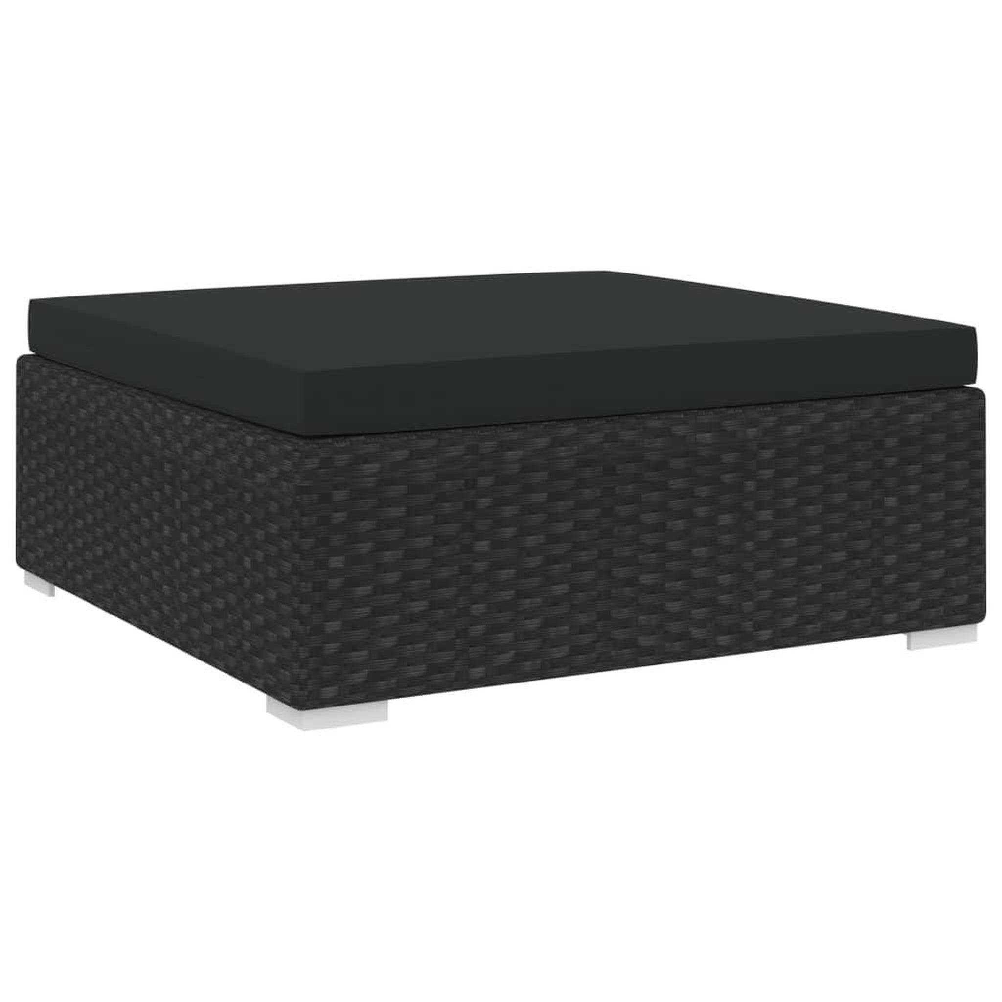 Voir la diapositive 1 : VIDAXL Repose-pied sectionnel 1 pc avec coussin Resine tressee Noir