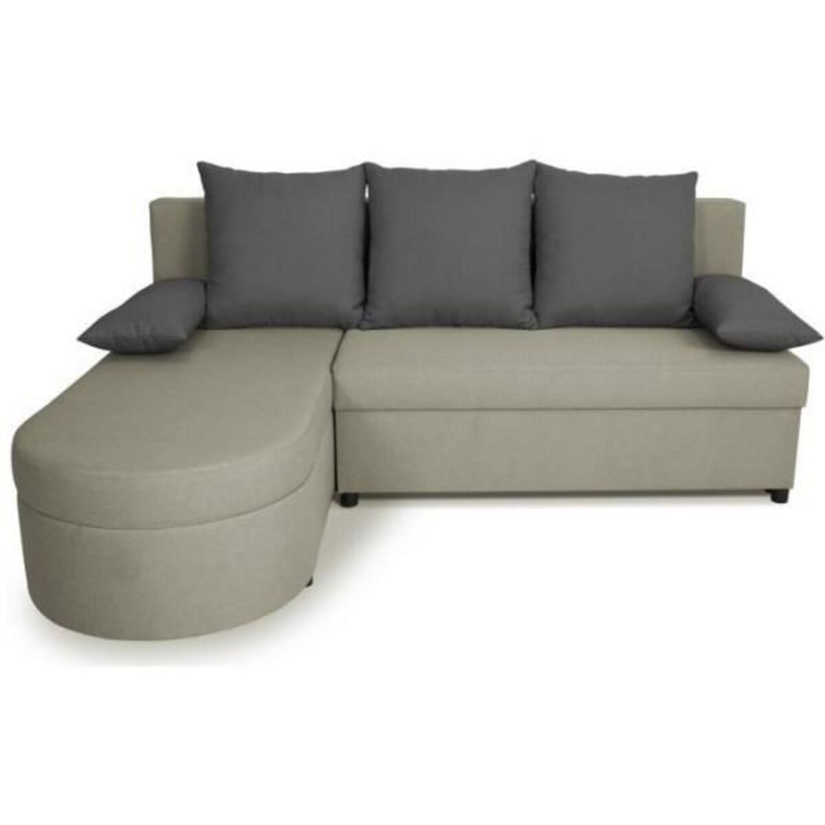 MARKET24 Canapé d'angle convertible réversible 3 places JEN - Tissu Gris - Style contemporain - L196 x H88 x P159 cm