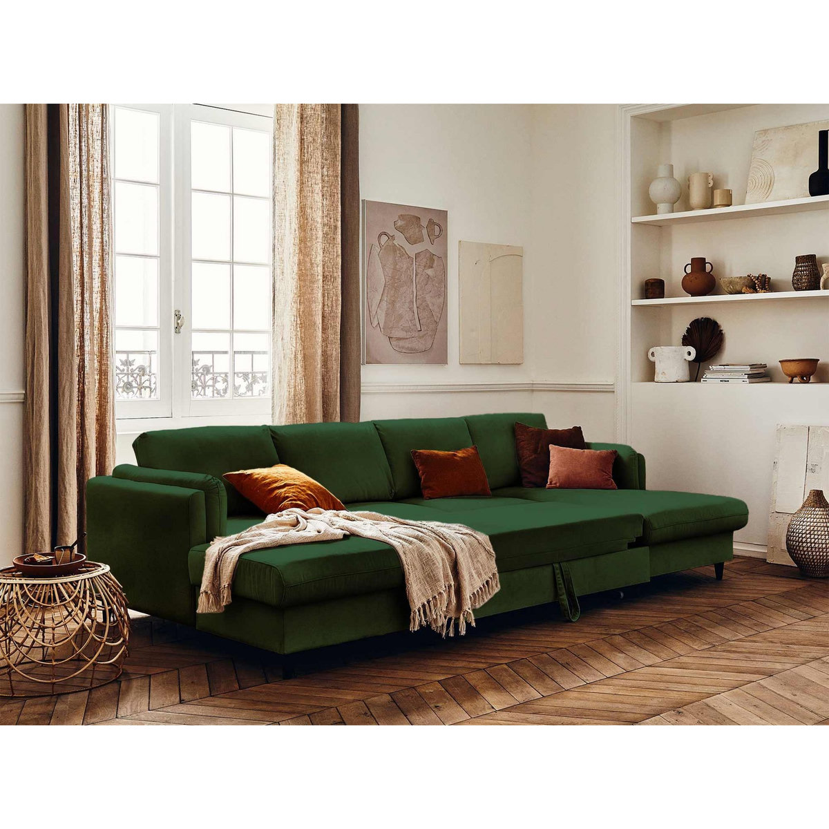 LISA DESIGN Brooke - canapé panoramique en u - 7 places - convertible avec coffre - en velours