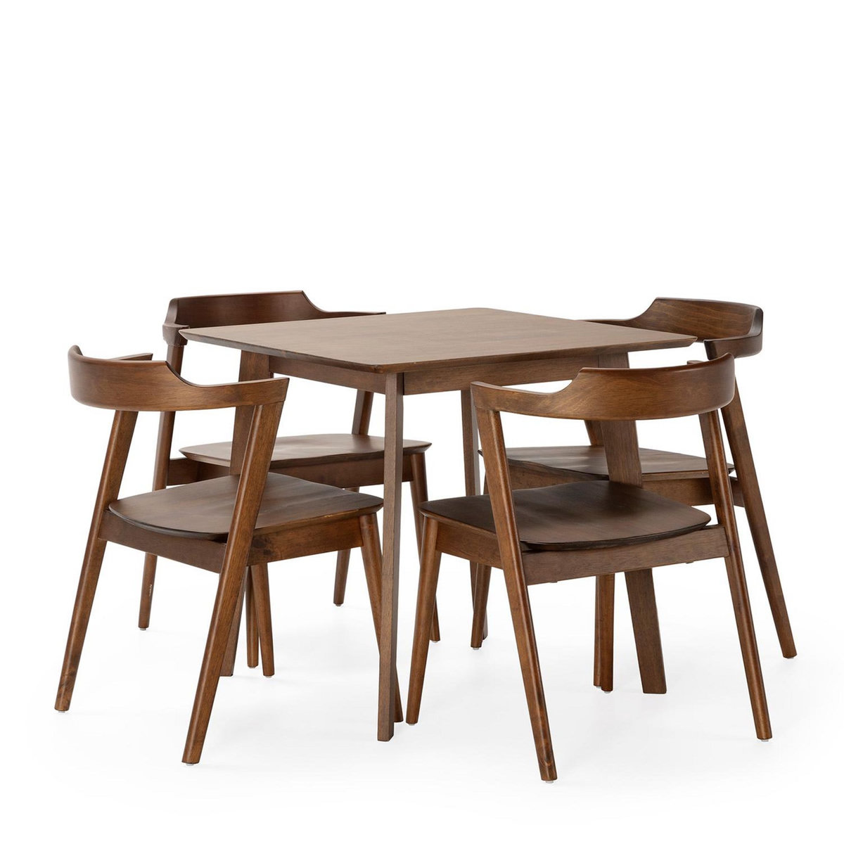 VS VENTA-STOCK Ensemble table 80x80 cm et 4 chaises de salle à manger Venus Noyer