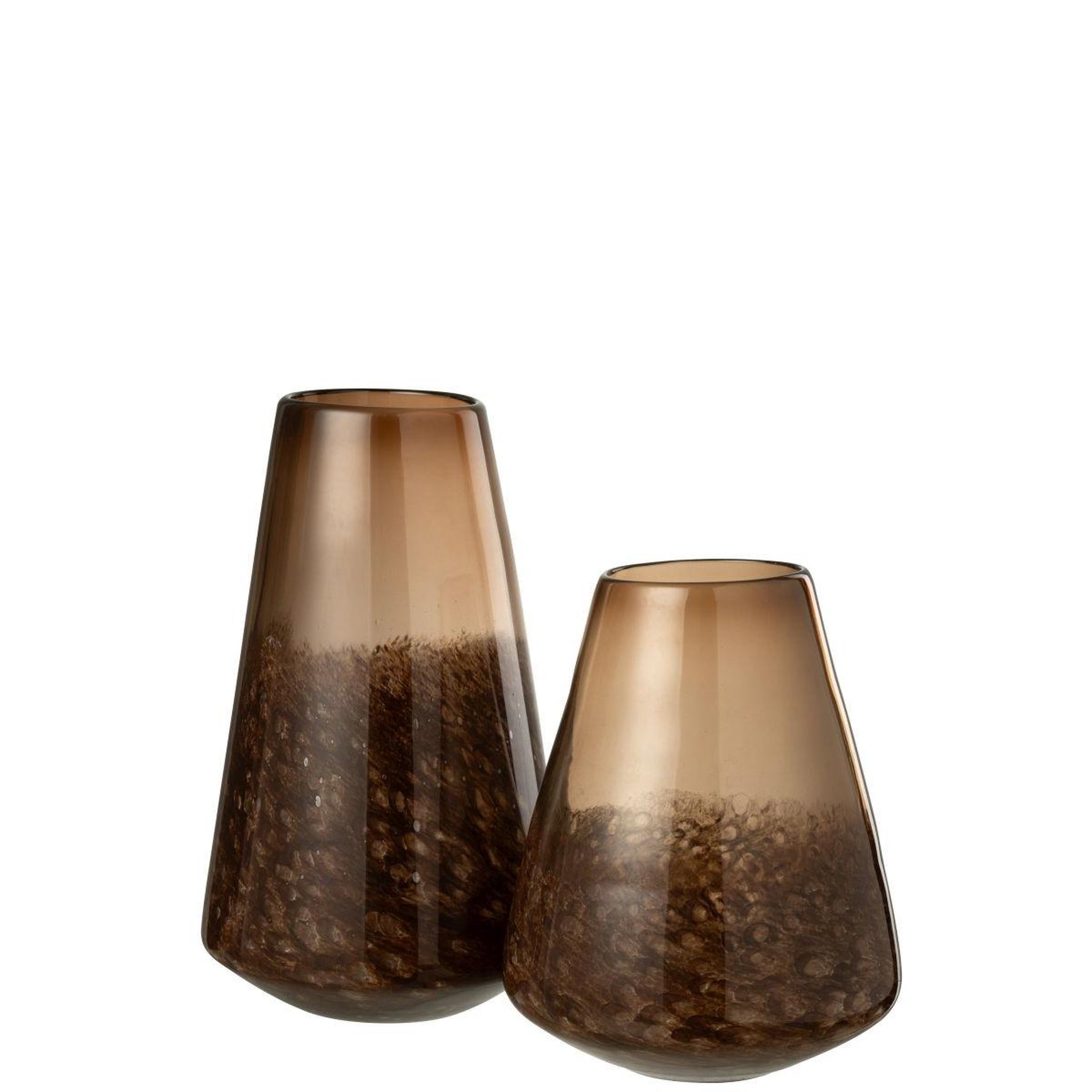 Voir la diapositive 2 : J-LINE Vase cône en verre  lester  29cm marron foncé
