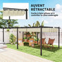 Voir la diapositive 5 : OUTSUNNY Pergola rétractable dim. 5,97L x 3,58l x 2,23H m structure robuste alu toile polyester haute densité 180 g/m² incluse beige clair
