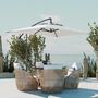 Voir la diapositive 2 : OUTSUNNY Parasol déporté rectangulaire dim. 294L x 193l x 250H cm pied en croix crème