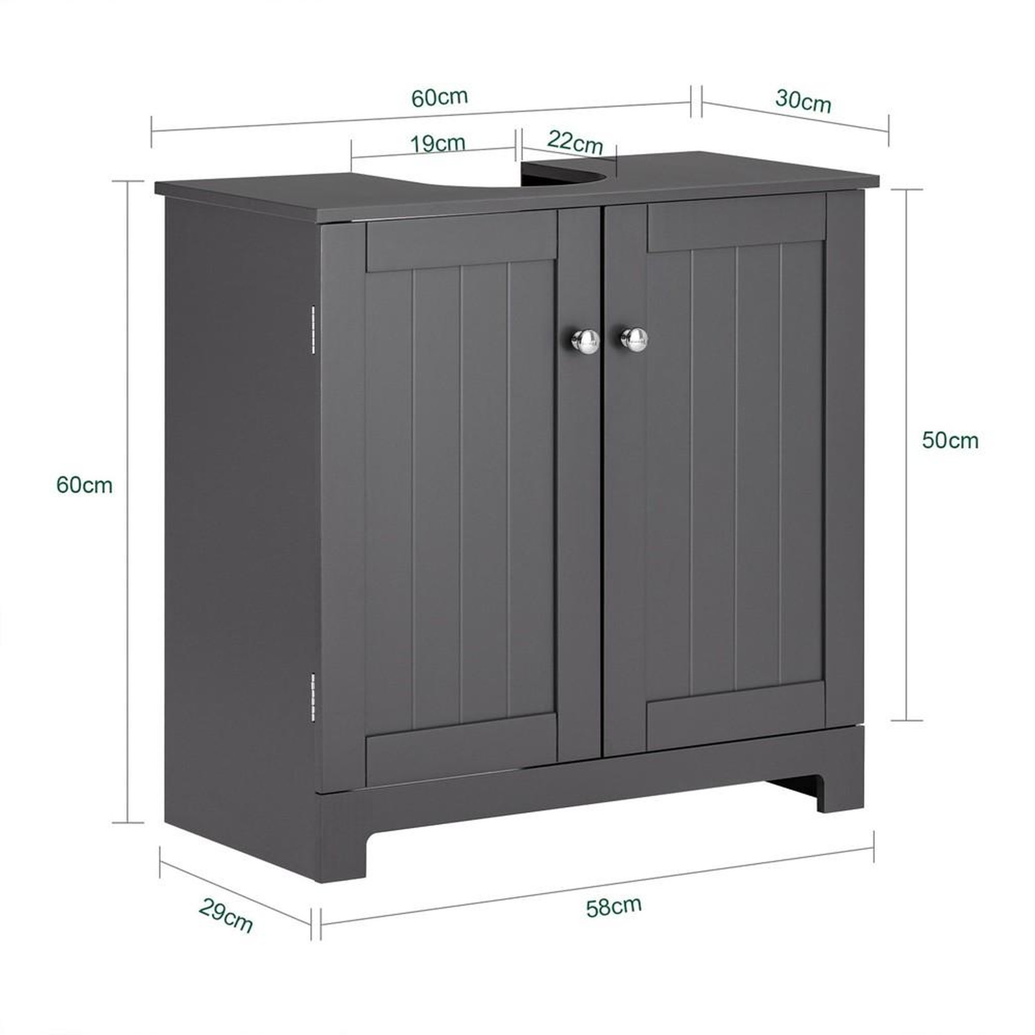 Voir la diapositive 3 : SOBUY SoBuy - Meuble Sous-vasque à deux portes - Classique - BZR18-II