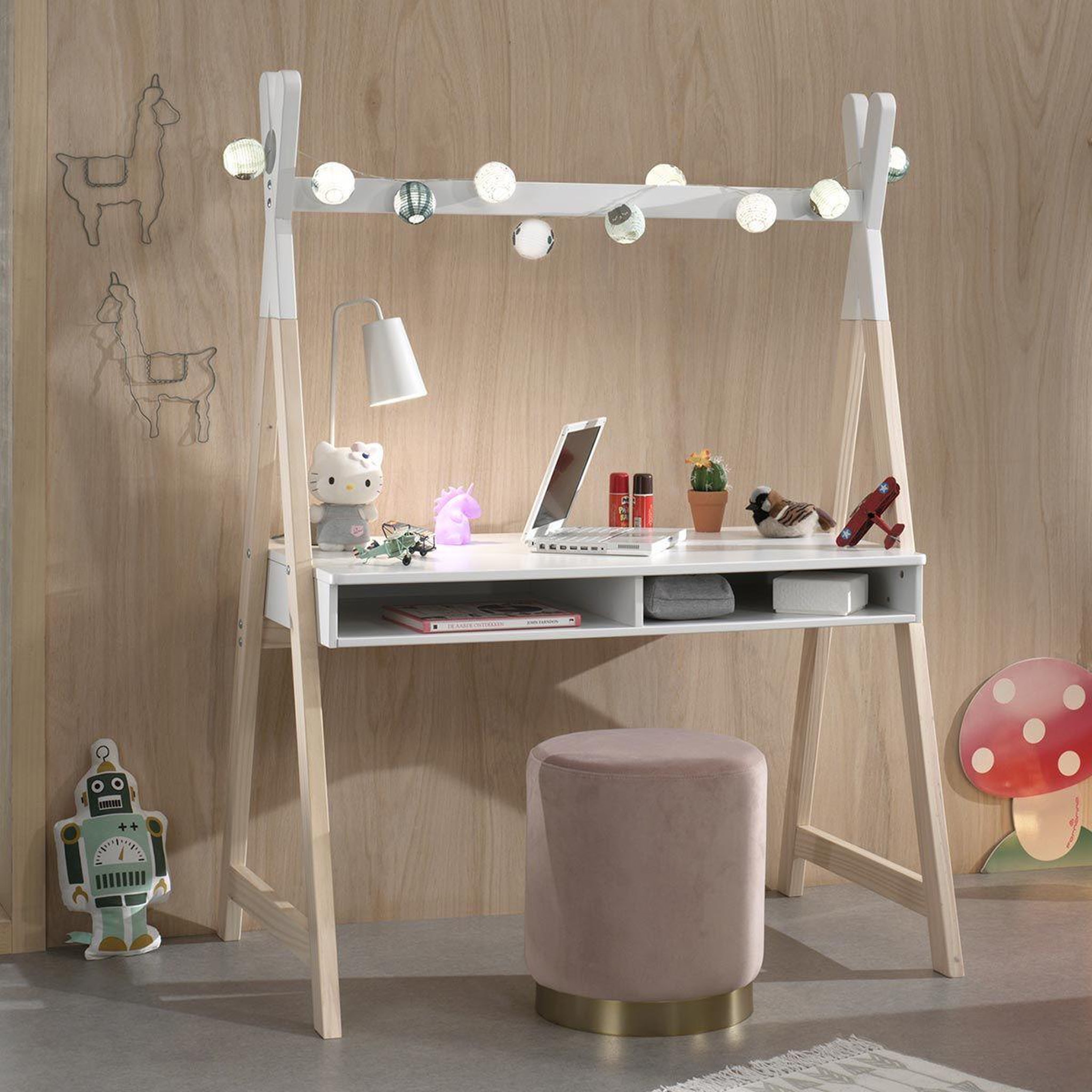 Voir la diapositive 2 : Paris Prix Bureau enfant tipi  kiddy  159cm blanc