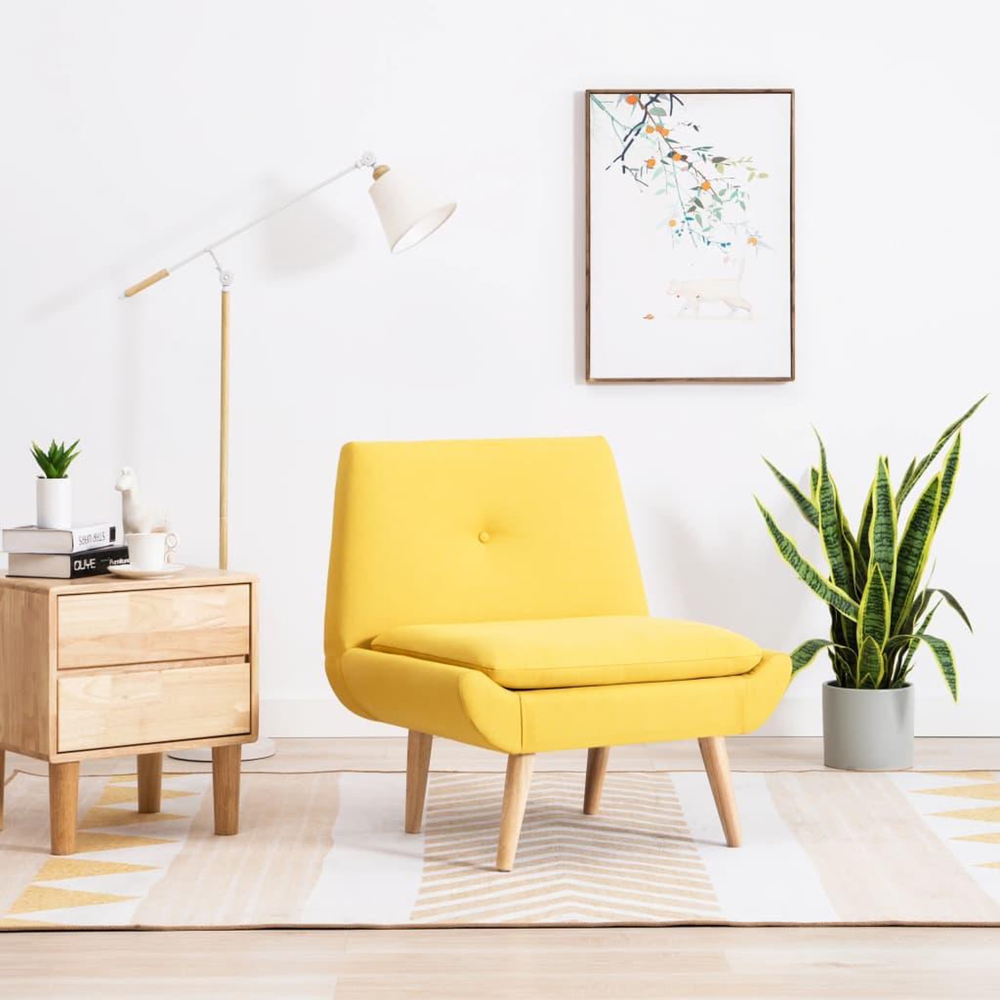 Voir la diapositive 1 : VIDAXL Fauteuil sans accoudoirs jaune tissu