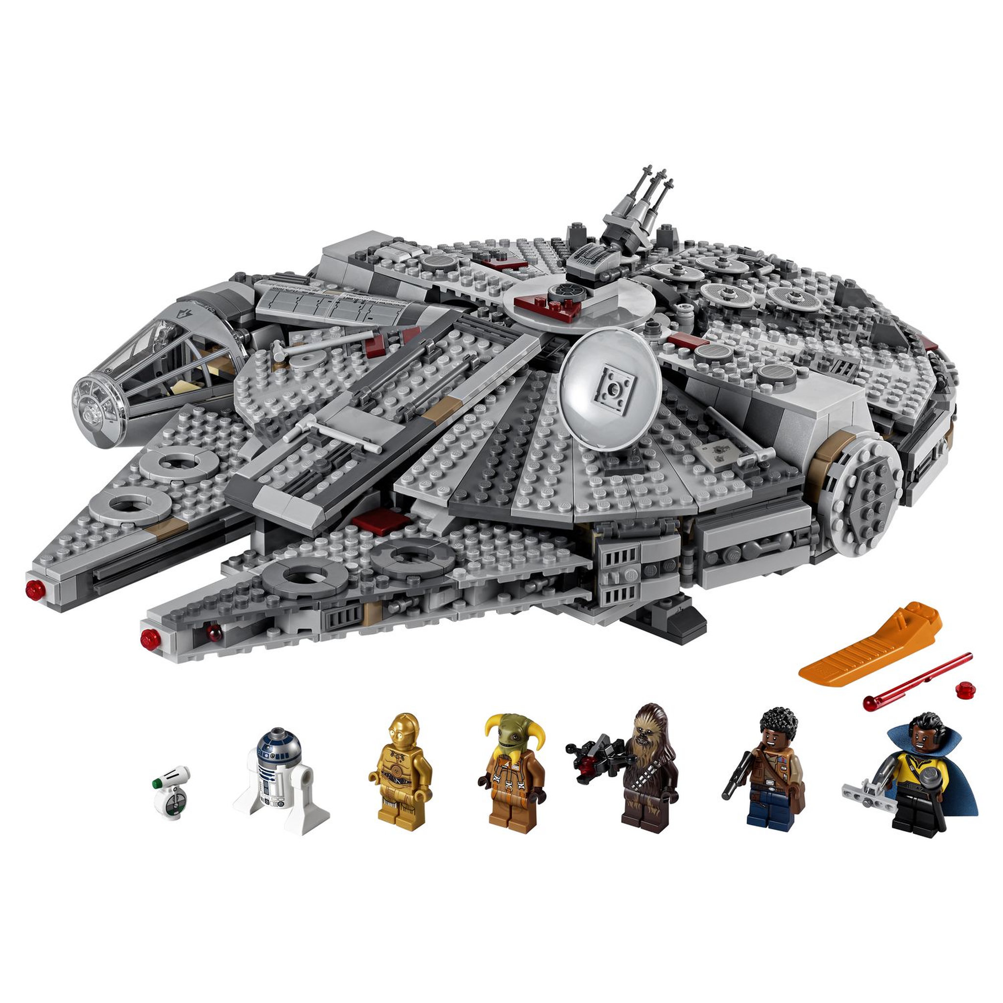 Voir la diapositive 5 : LEGO Star Wars 75257 - Faucon Millenium -  L'Ascension de Skywalker, À Construire avec Finn, Chewbacca, Lando, C-3PO, R2-D2