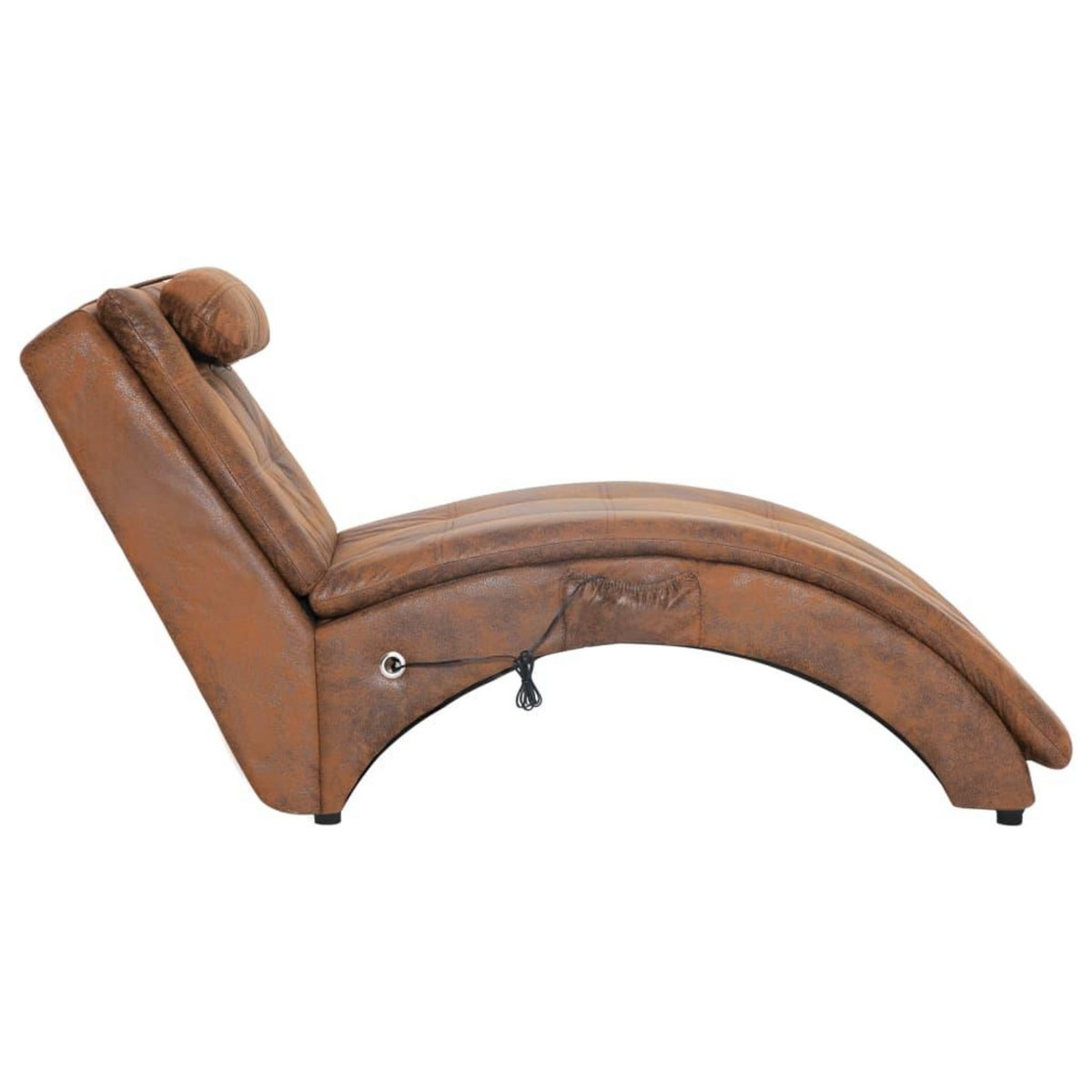 VIDAXL Chaise longue de massage avec oreiller Marron Similicuir daim