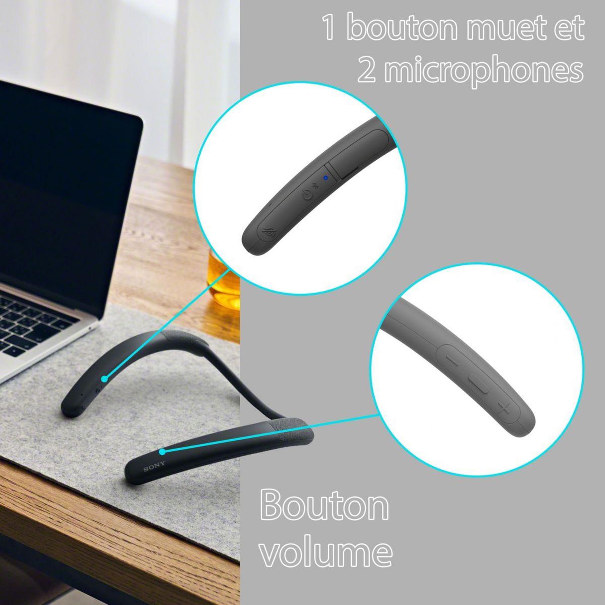 Voir la diapositive 4 : SONY Micro-casque SRS NB10 Tour de cou Bluetooth Noir