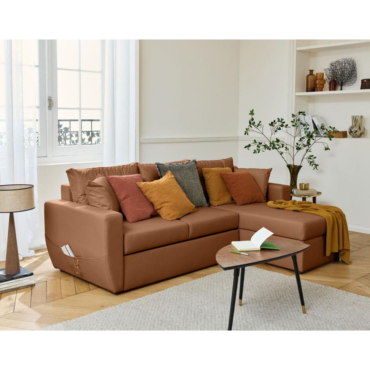 BEST MOBILIER Astoria - canapé d'angle réversible 4 places - convertible avec coffre - en simili