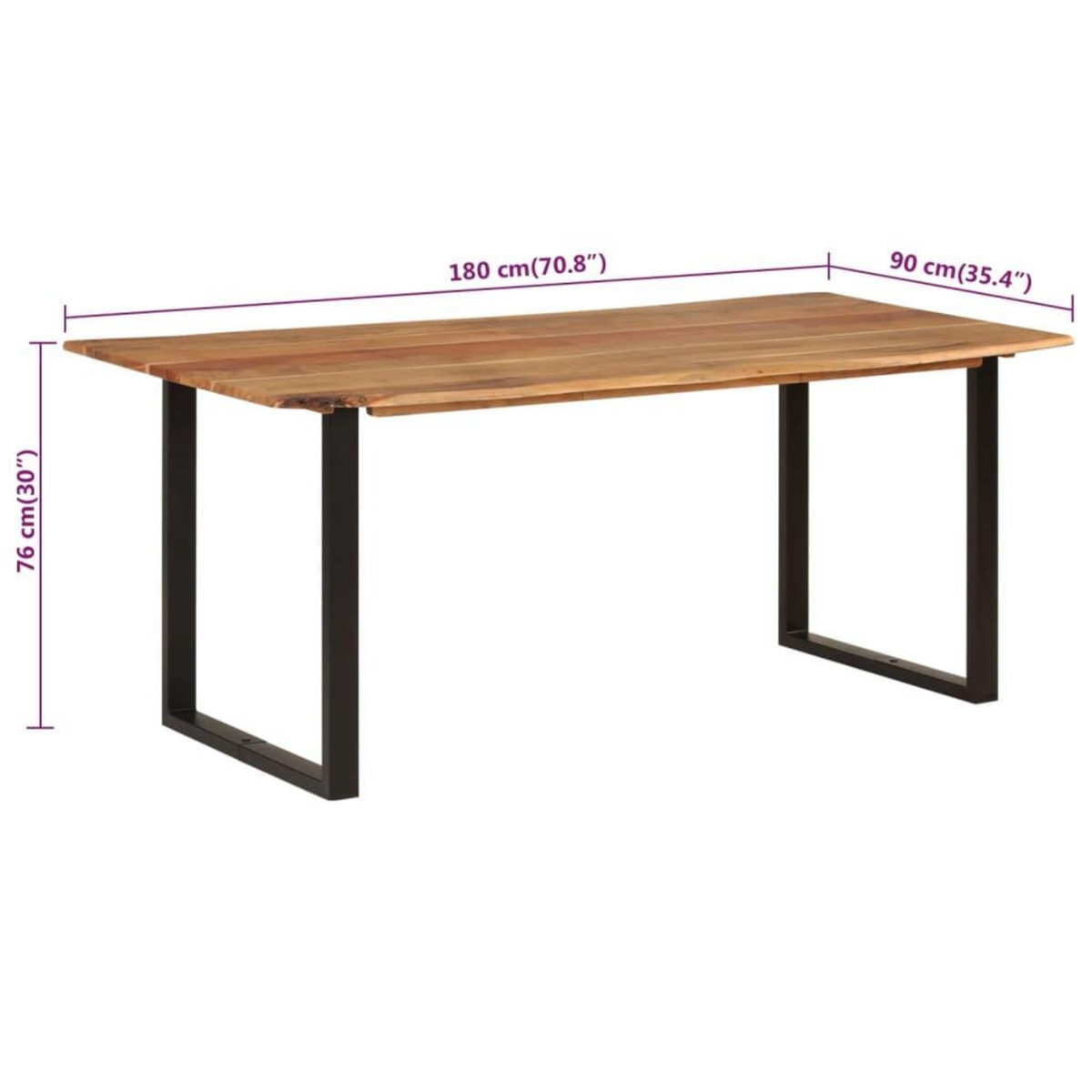 VIDAXL Table de salle a manger 180x90x76 cm Bois d'acacia massif