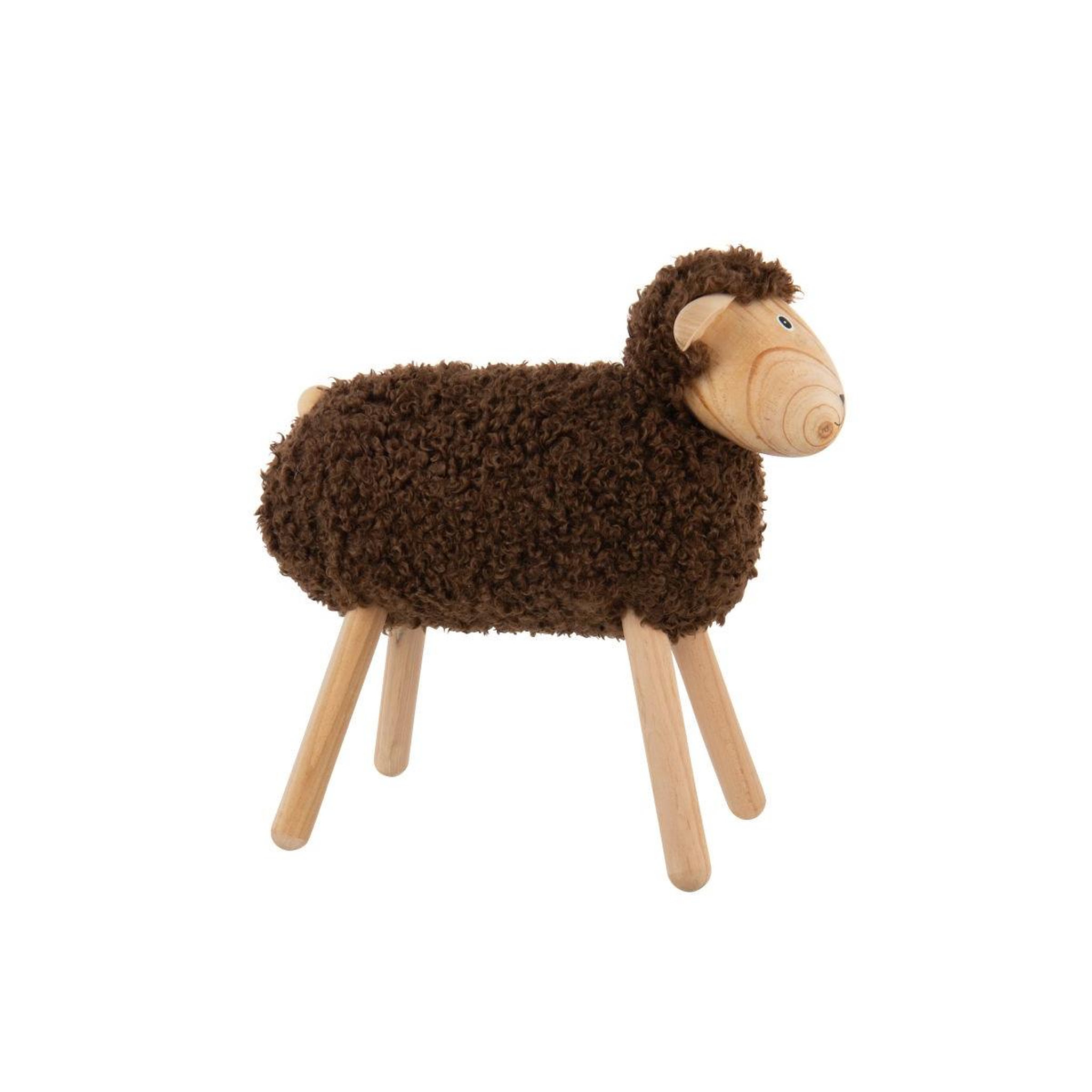 Voir la diapositive 2 : J-LINE Statuette mouton en bois  chalet  45cm marron foncé